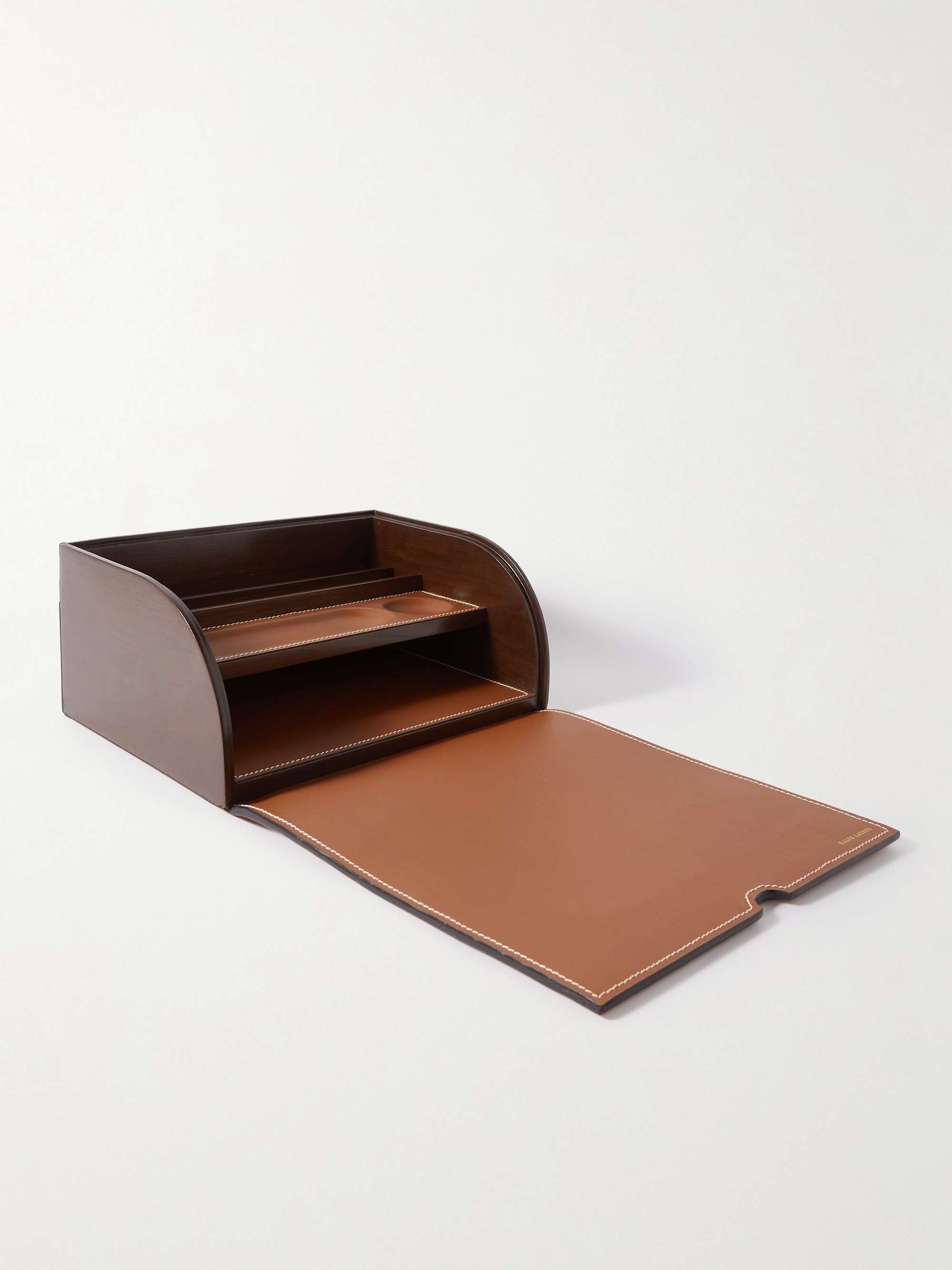 RALPH LAUREN HOME Brennan Leather and Teakwood Writer's Box