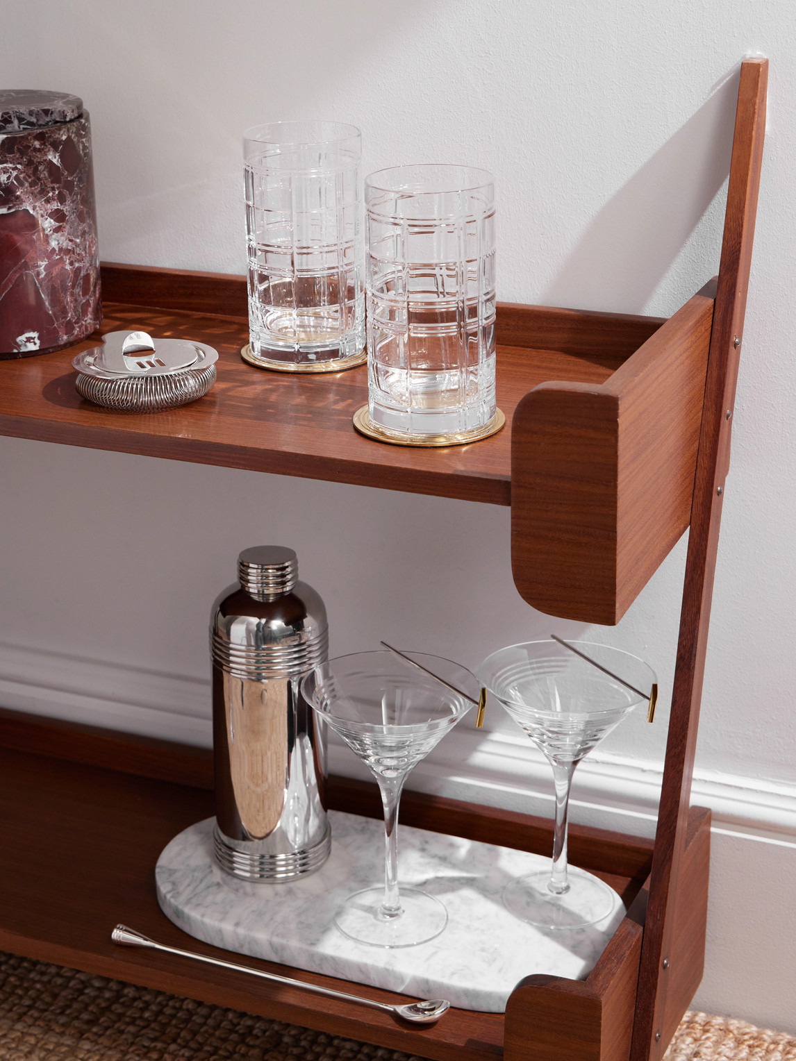 Hudson Plaid Set of Two Highball Crystal Glasses — 2