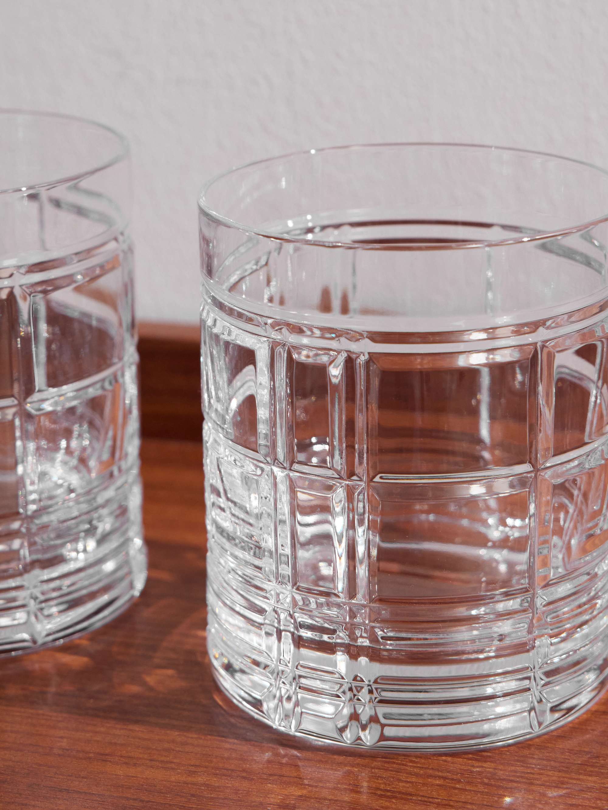 RALPH LAUREN HOME Hudson Plaid Set of Two Double Old Fashioned Crystal Glasses