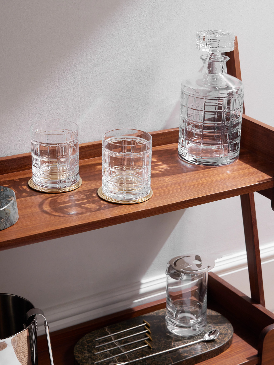 Hudson Plaid Set of Two Double Old Fashioned Crystal Glasses — 2