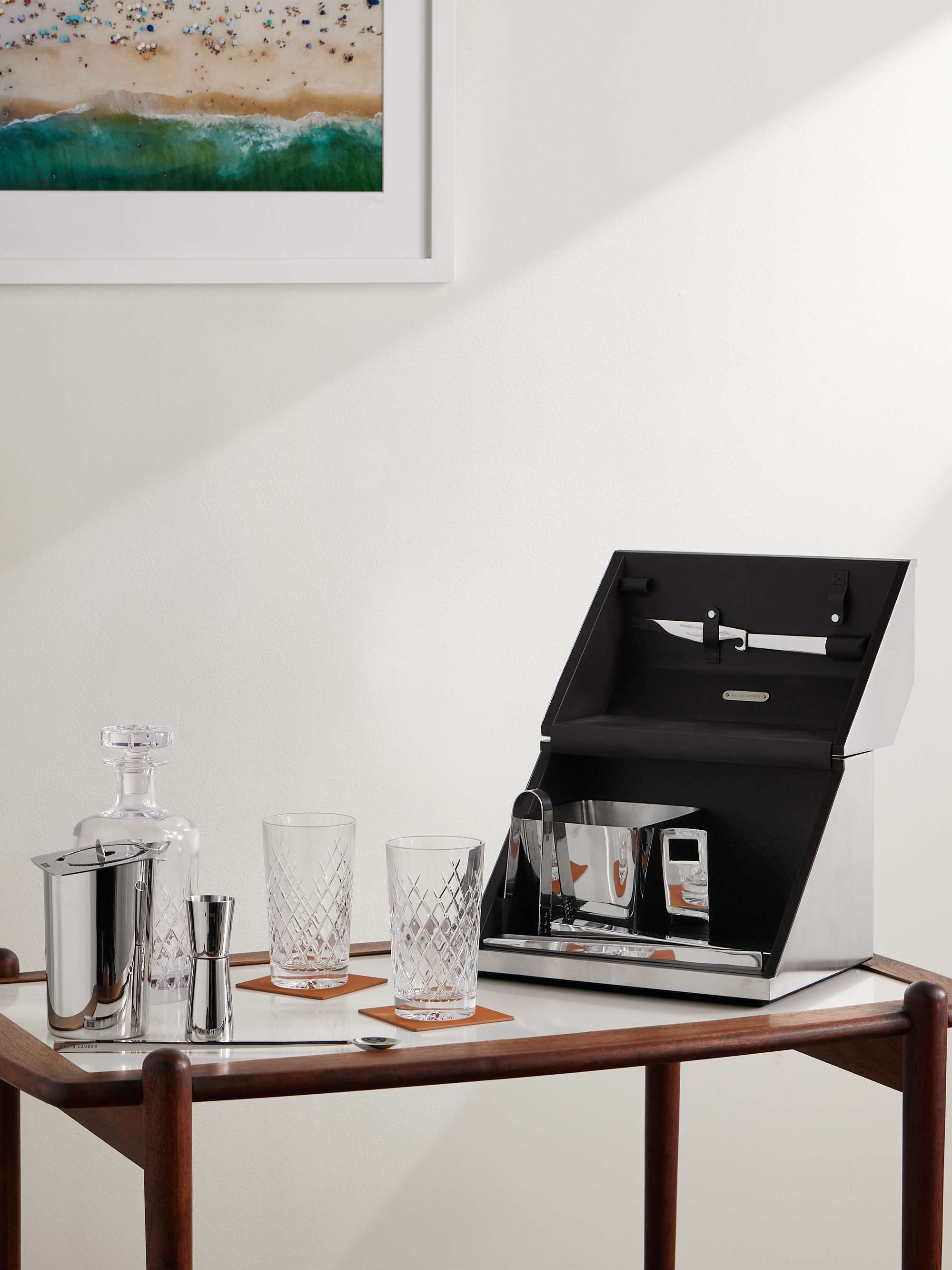RALPH LAUREN HOME Stainless Steel and Leather Bar Tool Set