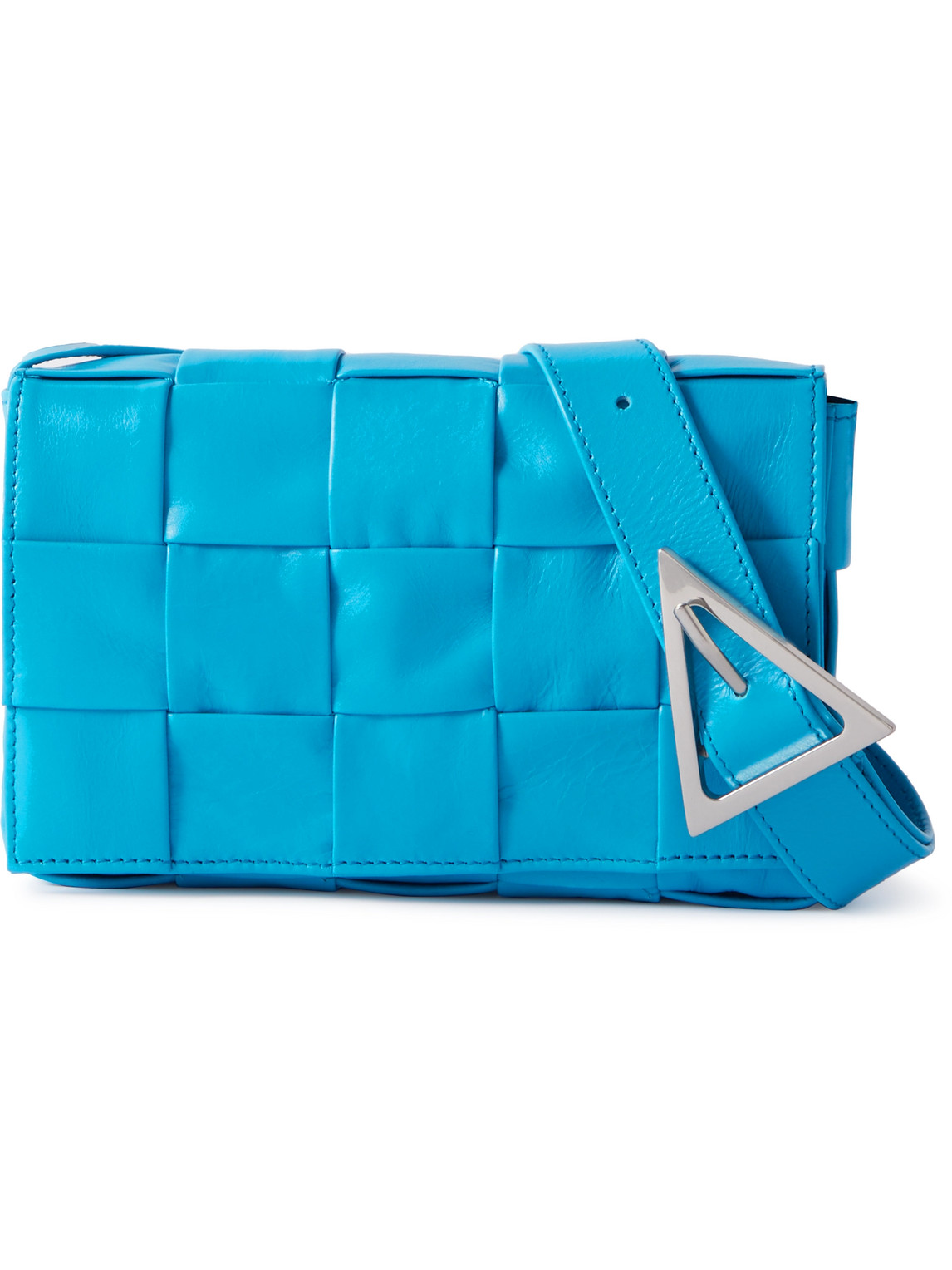 Bottega Veneta Cassette Mini Intrecciato Leather Messenger Bag In Blue