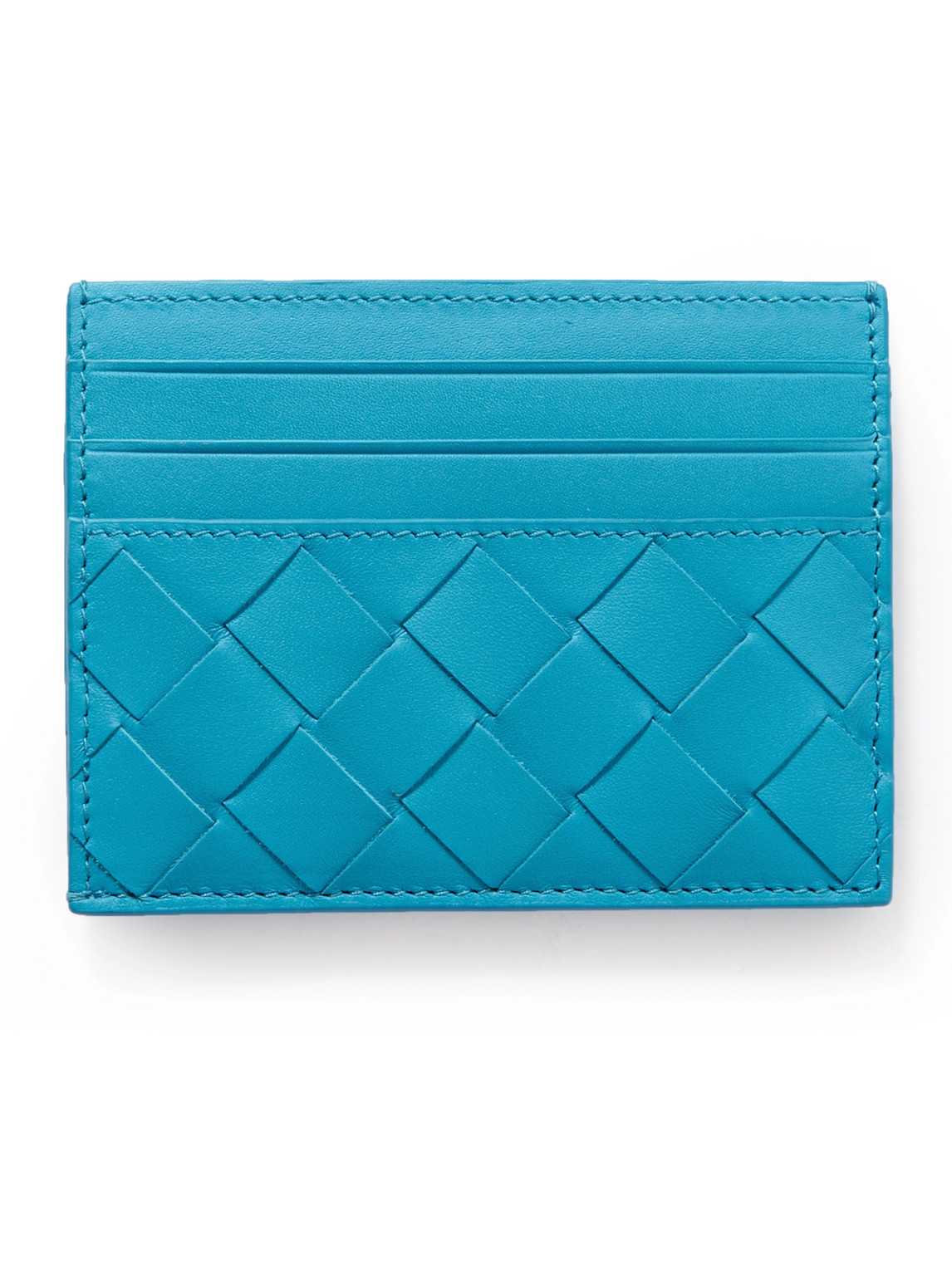 Bottega Veneta Intrecciato Leather Cardholder In Blue