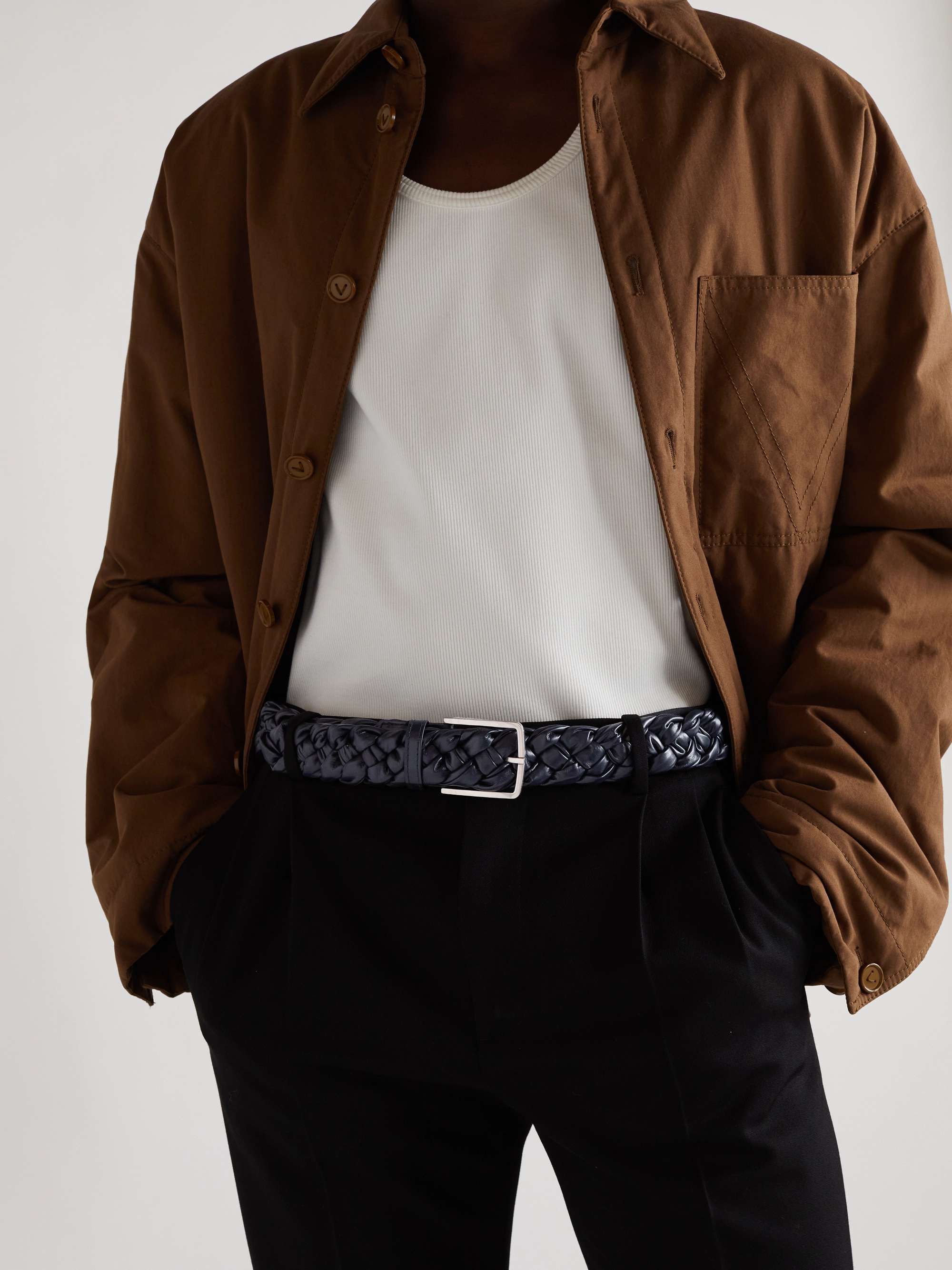 BOTTEGA VENETA Banana 4cm Intrecciato Leather Belt