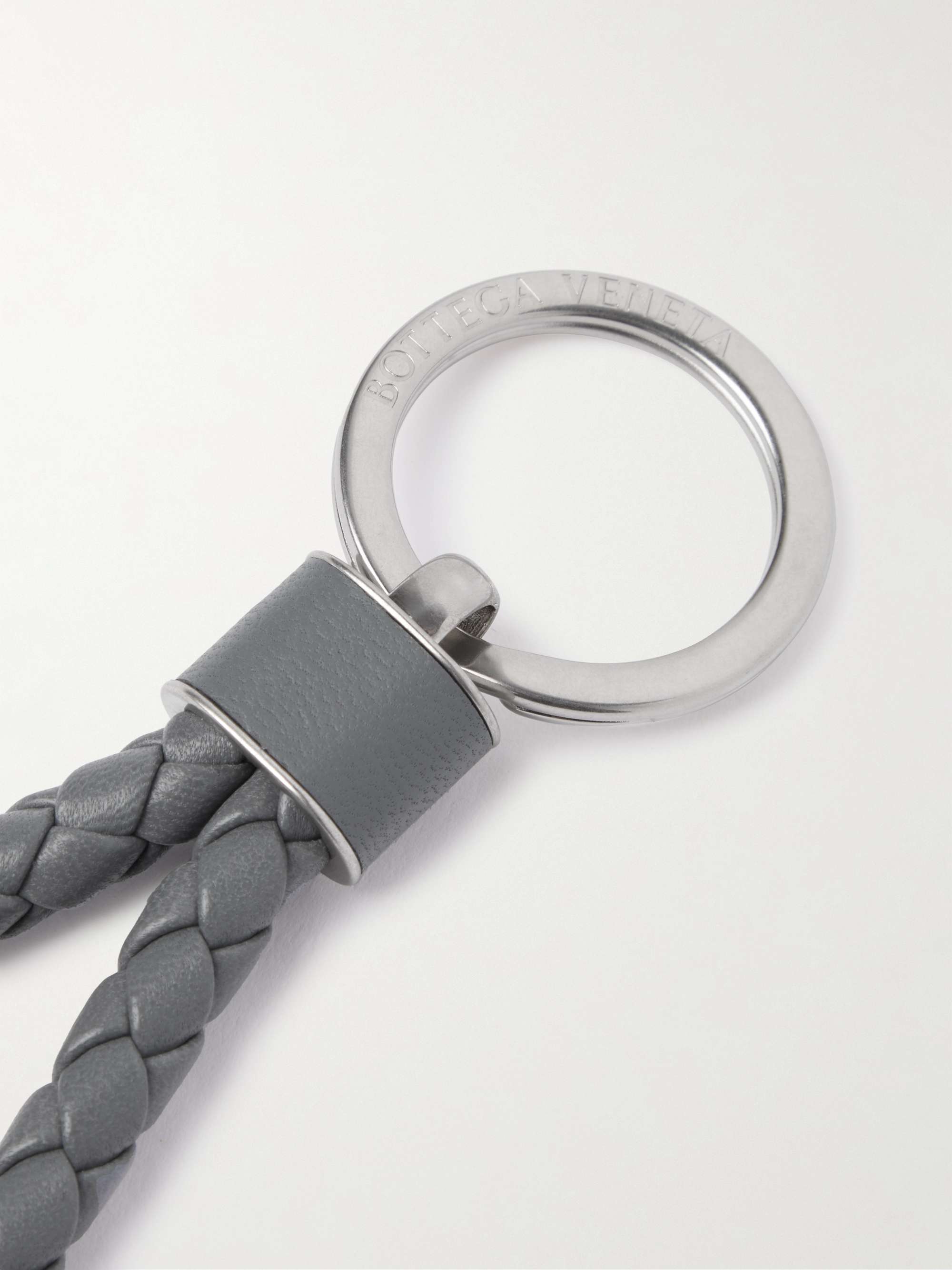 BOTTEGA VENETA Silver-Tone and Braided Leather Key Fob
