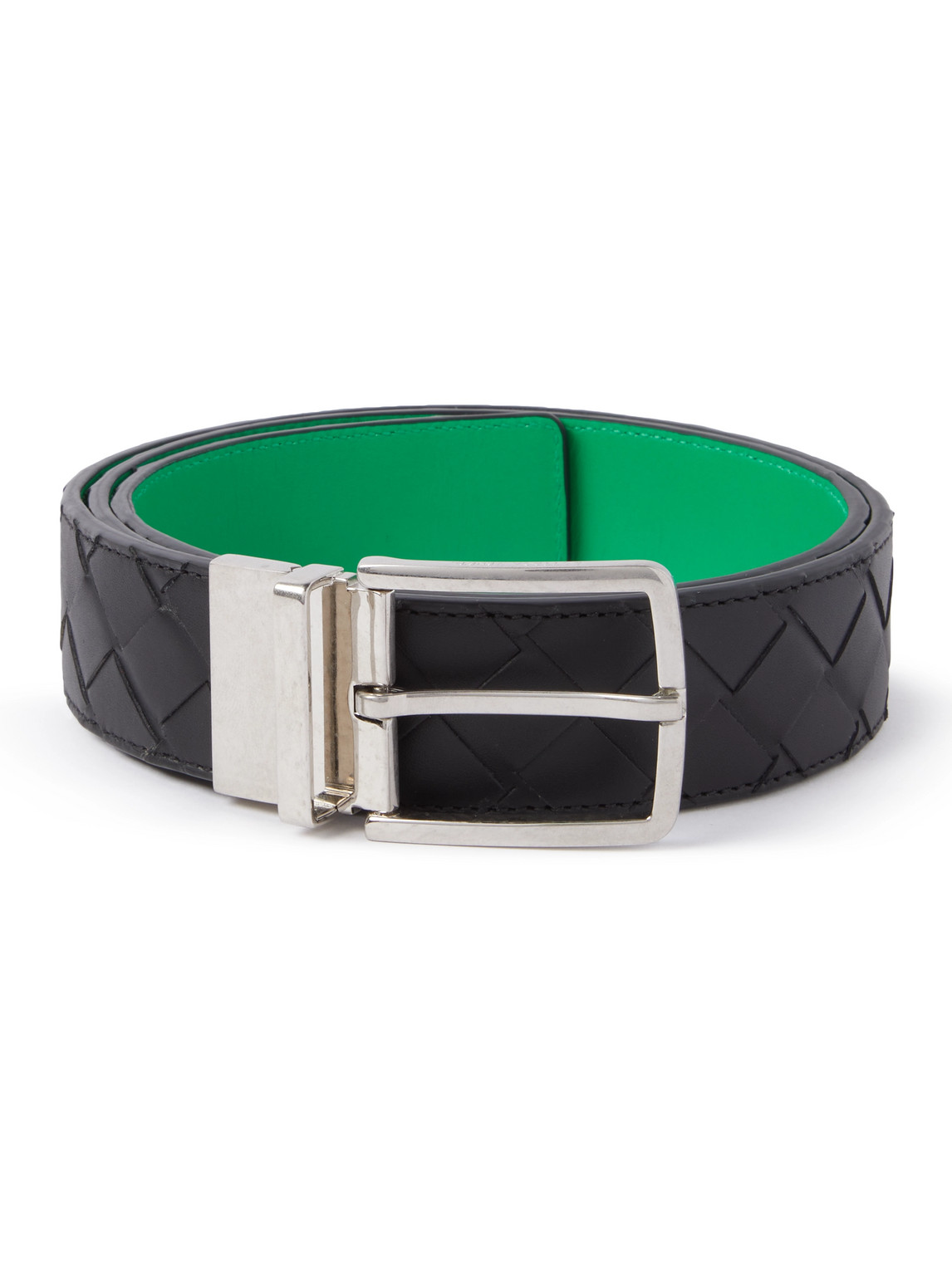 BOTTEGA VENETA 3.5CM REVERSIBLE INTRECCIATO LEATHER BELT