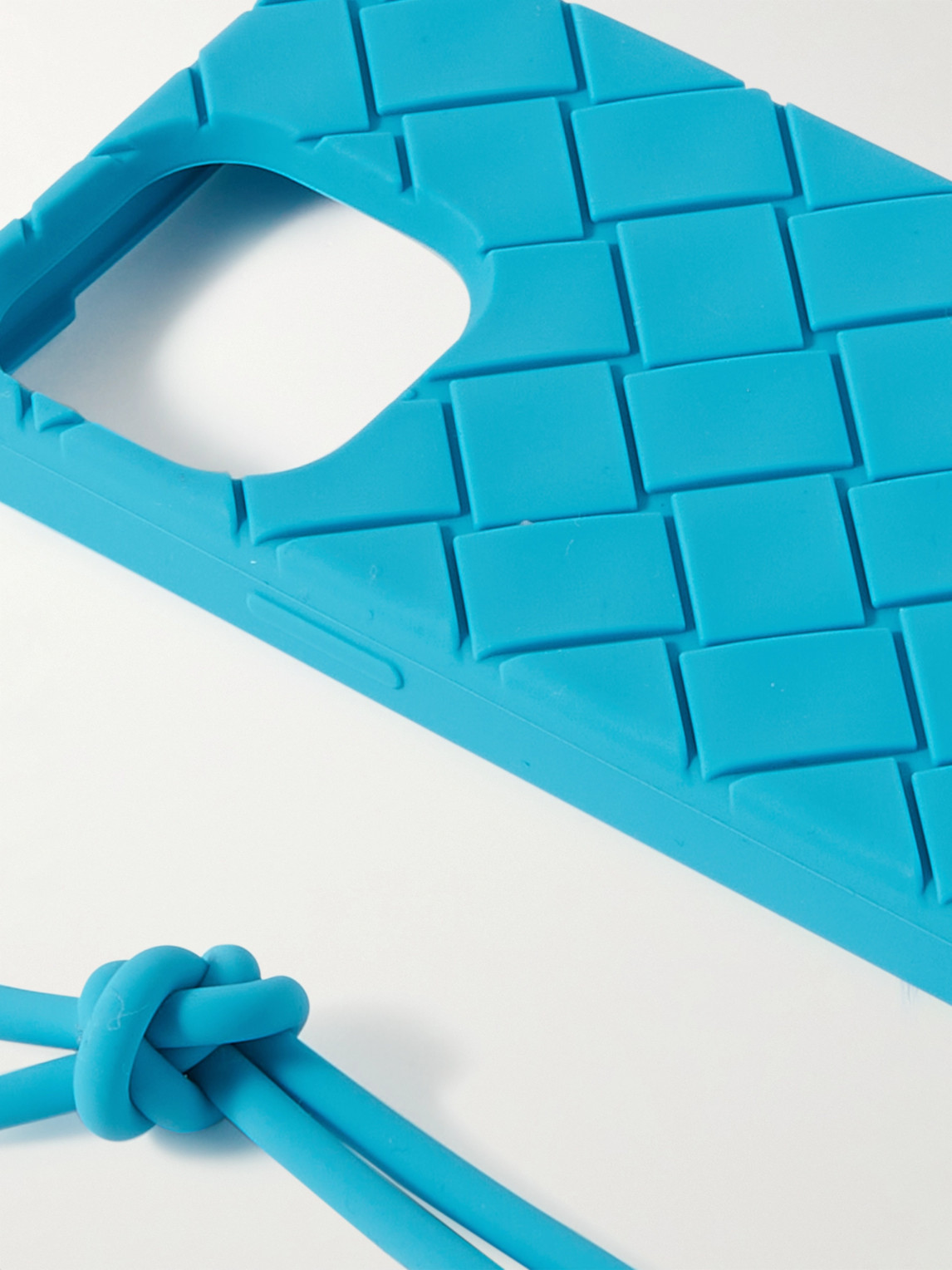 Shop Bottega Veneta Intrecciato Rubber Iphone 13 Pro Case With Lanyard In Blue