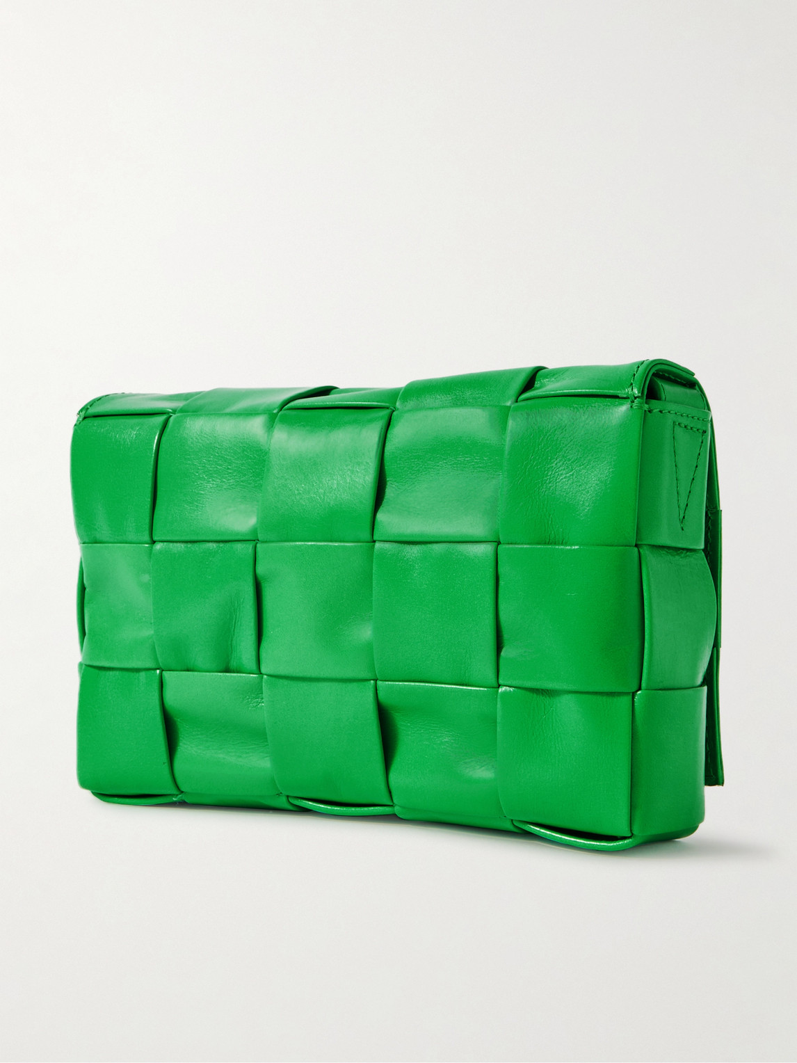 Shop Bottega Veneta Cassette Mini Intrecciato Leather Messenger Bag In Green