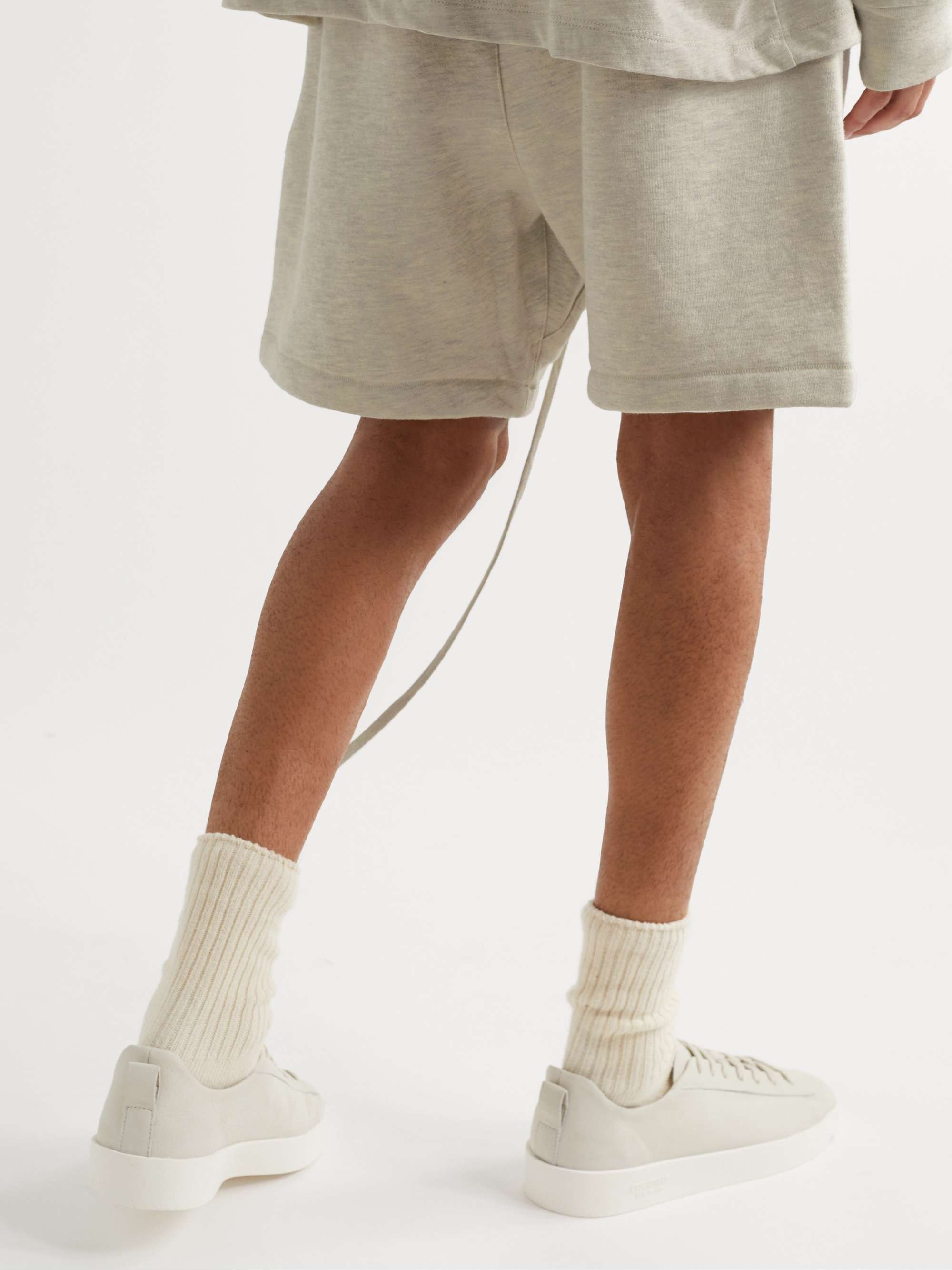 FEAR OF GOD ESSENTIALS Straight-Leg Logo-Flocked Cotton-Blend Jersey Drawstring Shorts