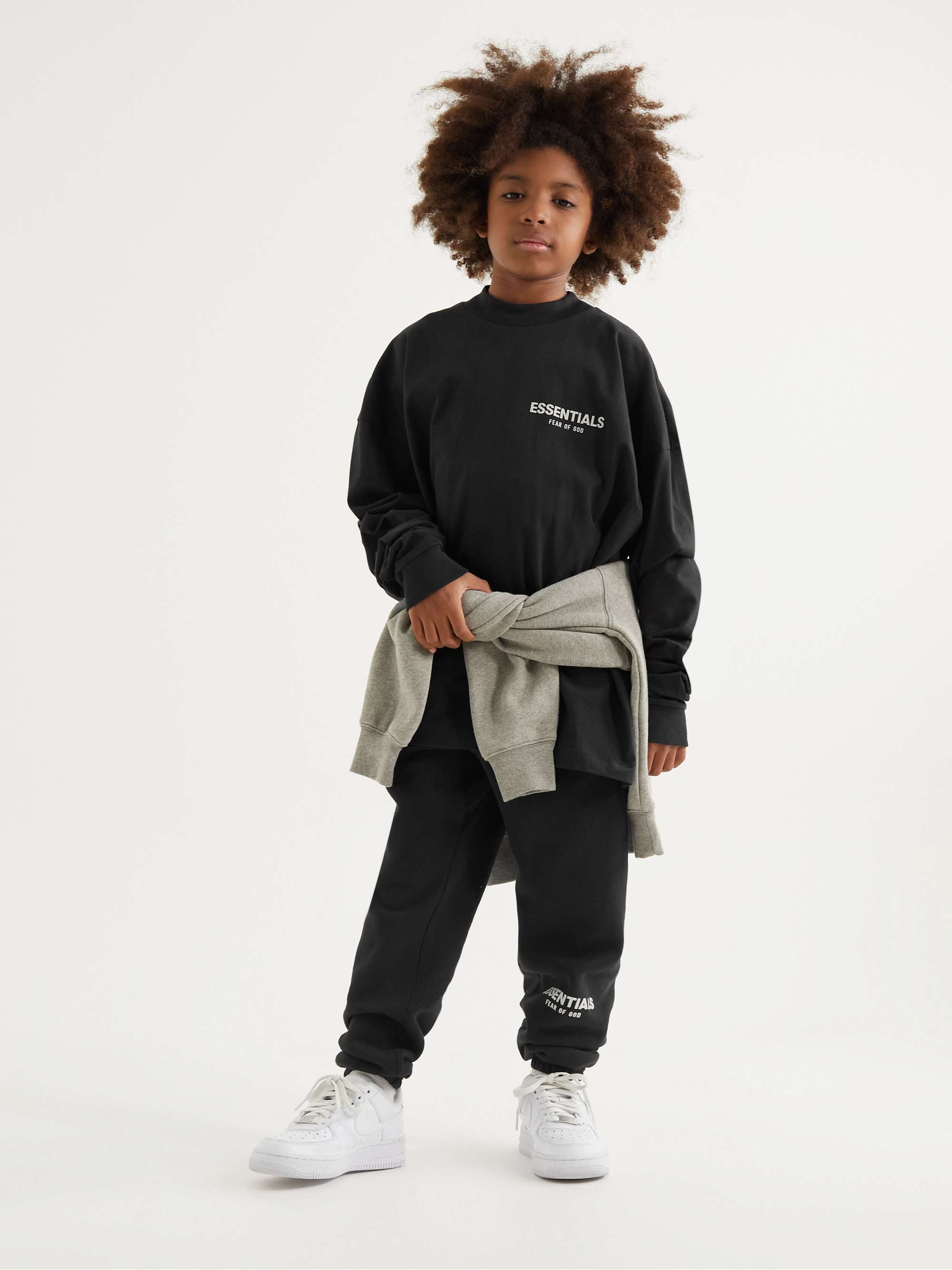 FEAR OF GOD ESSENTIALS KIDS Logo-Flocked Cotton-Jersey T-Shirt
