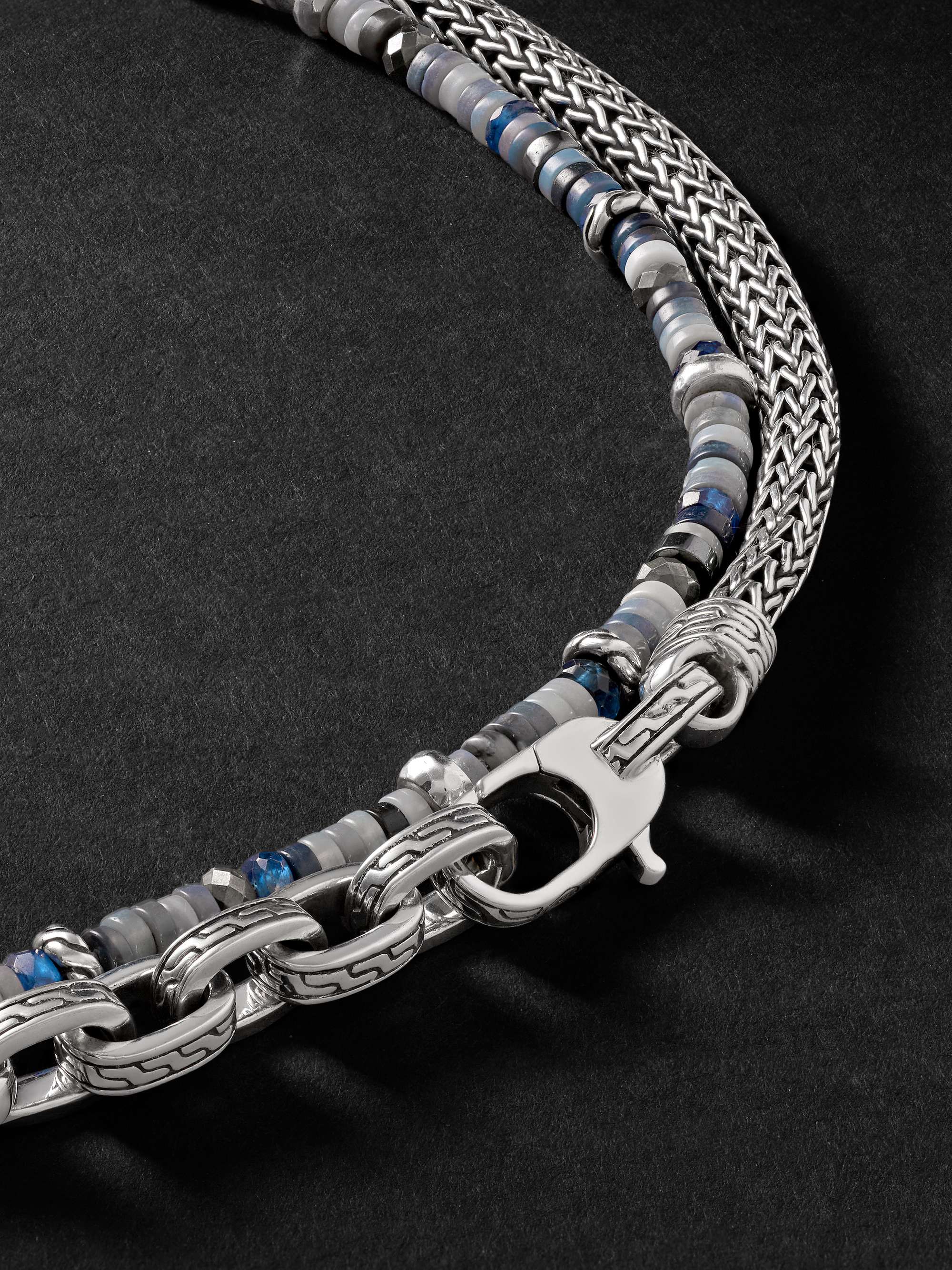 JOHN HARDY Beaded Hybrid Transformable Silver Multi-Stone Wrap Bracelet