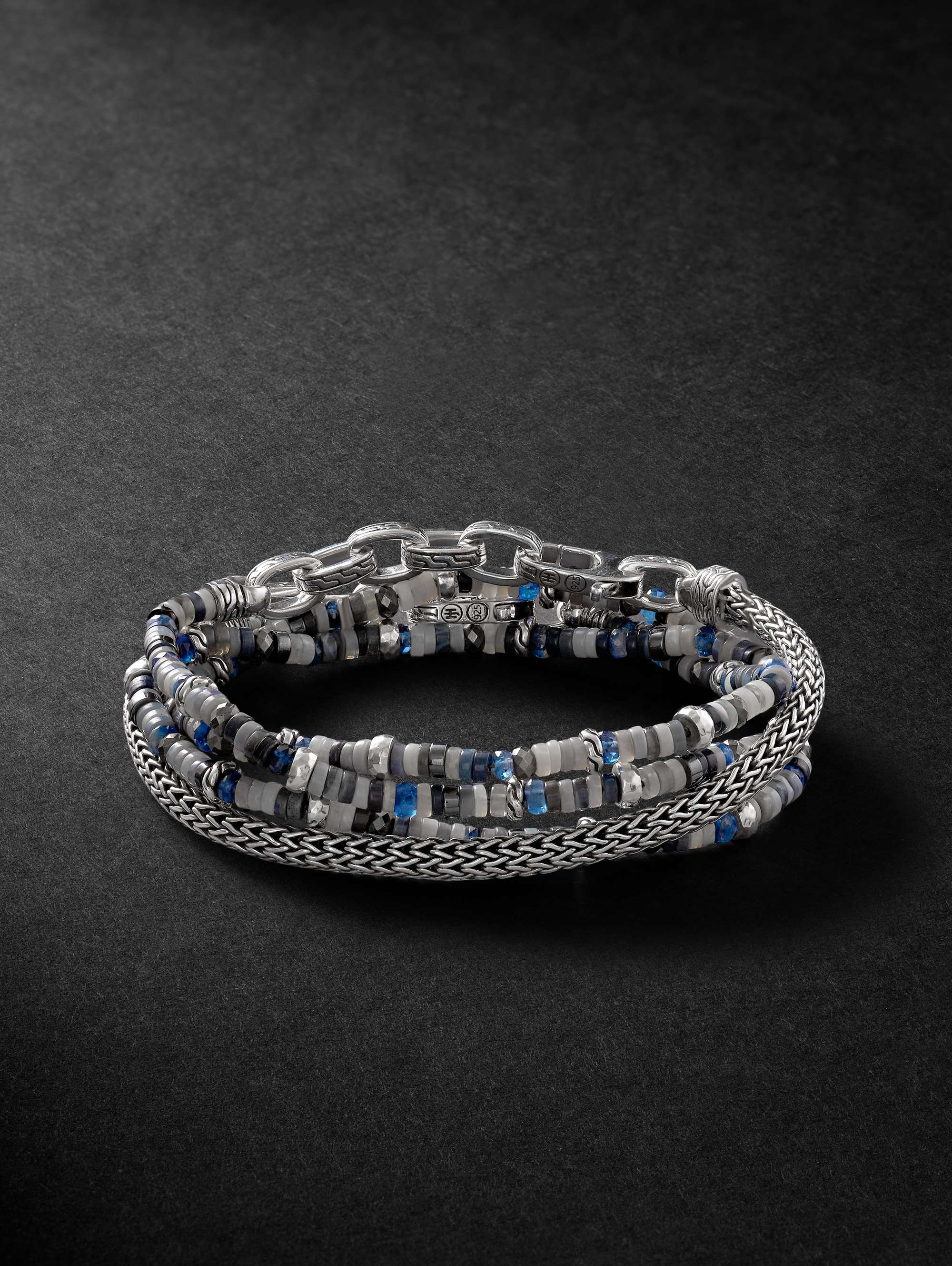 JOHN HARDY Beaded Hybrid Transformable Silver Multi-Stone Wrap Bracelet