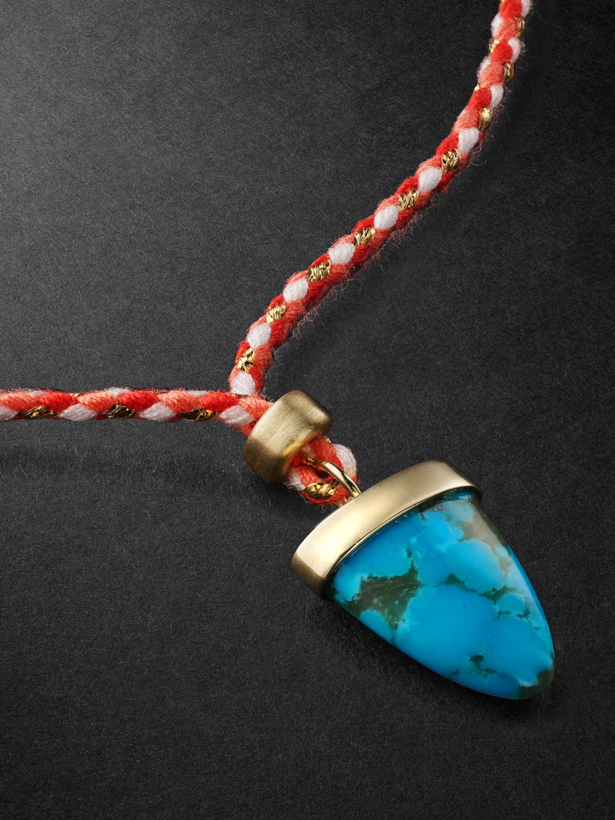 JACQUIE AICHE Gold, Turquoise and Cord Necklace