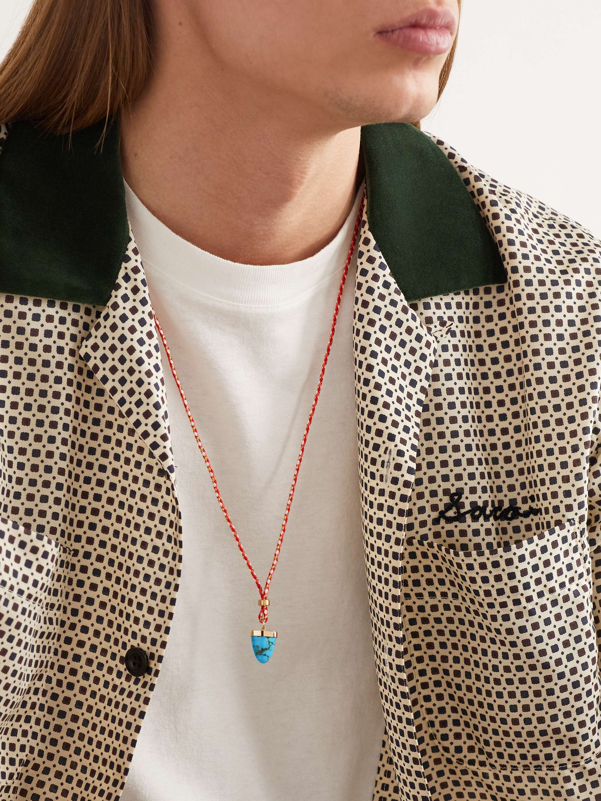 JACQUIE AICHE Gold, Turquoise and Cord Necklace