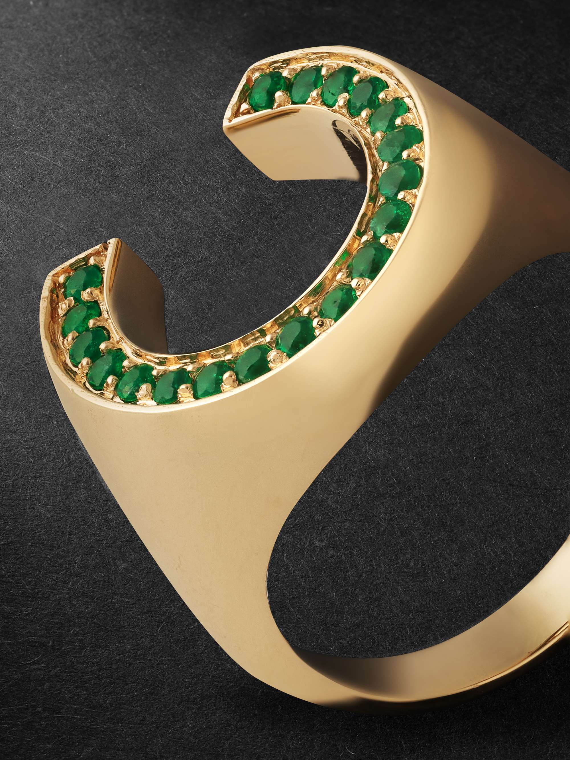 JACQUIE AICHE Horseshoe Gold Emerald Ring
