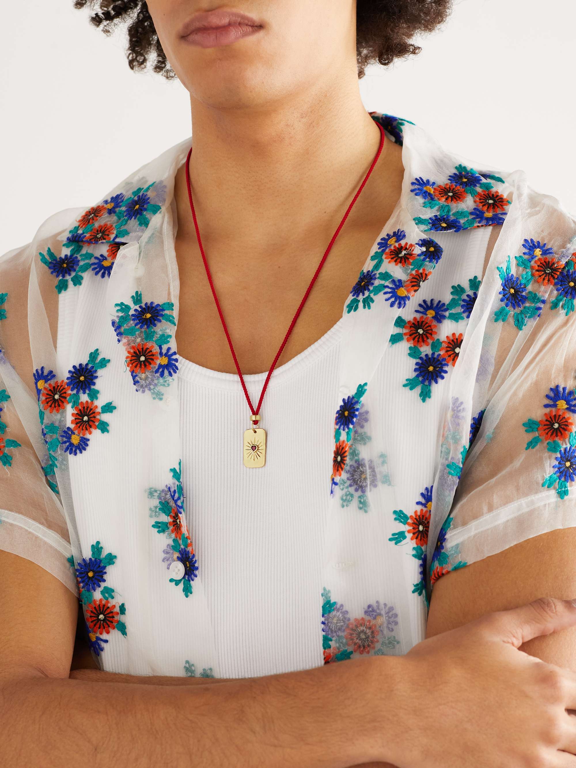 JACQUIE AICHE Gold Ruby Cord Necklace