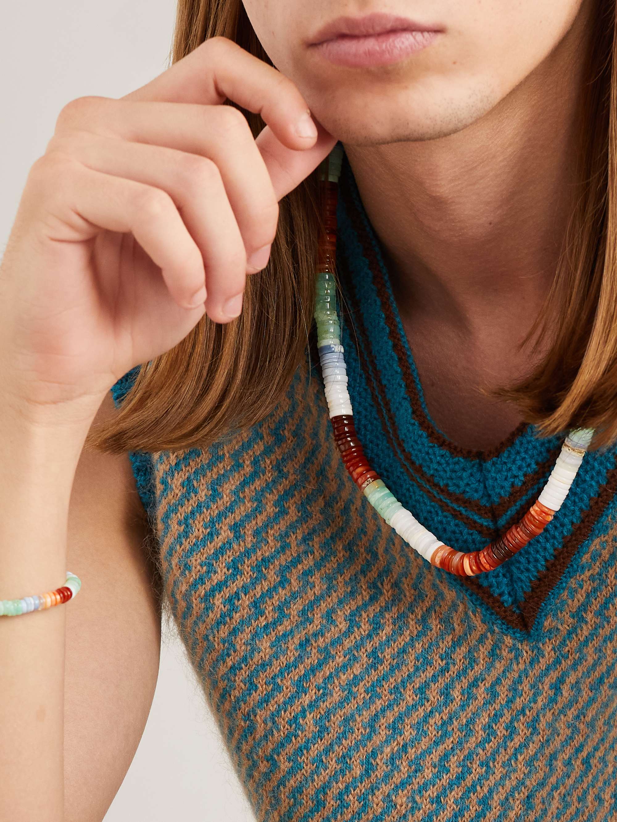 JACQUIE AICHE Gold Opal Beaded Necklace