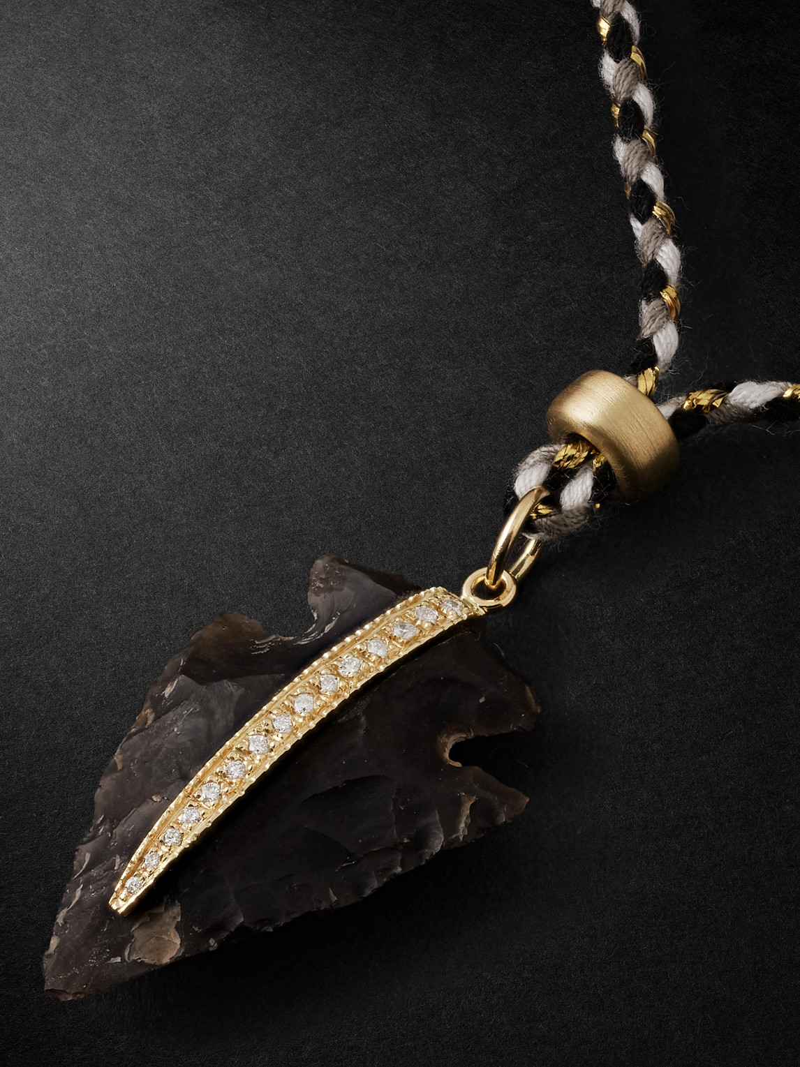 Shop Jacquie Aiche Arrowhead Gold, Cord And Diamond Necklace