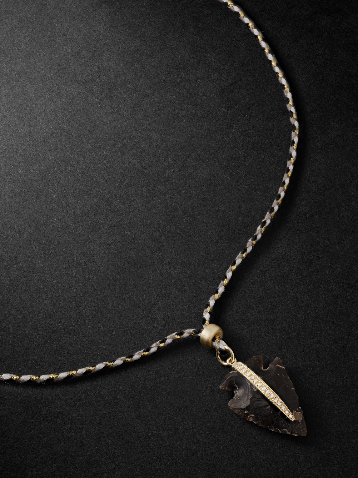 Jacquie Aiche Arrowhead Gold, Cord And Diamond Necklace