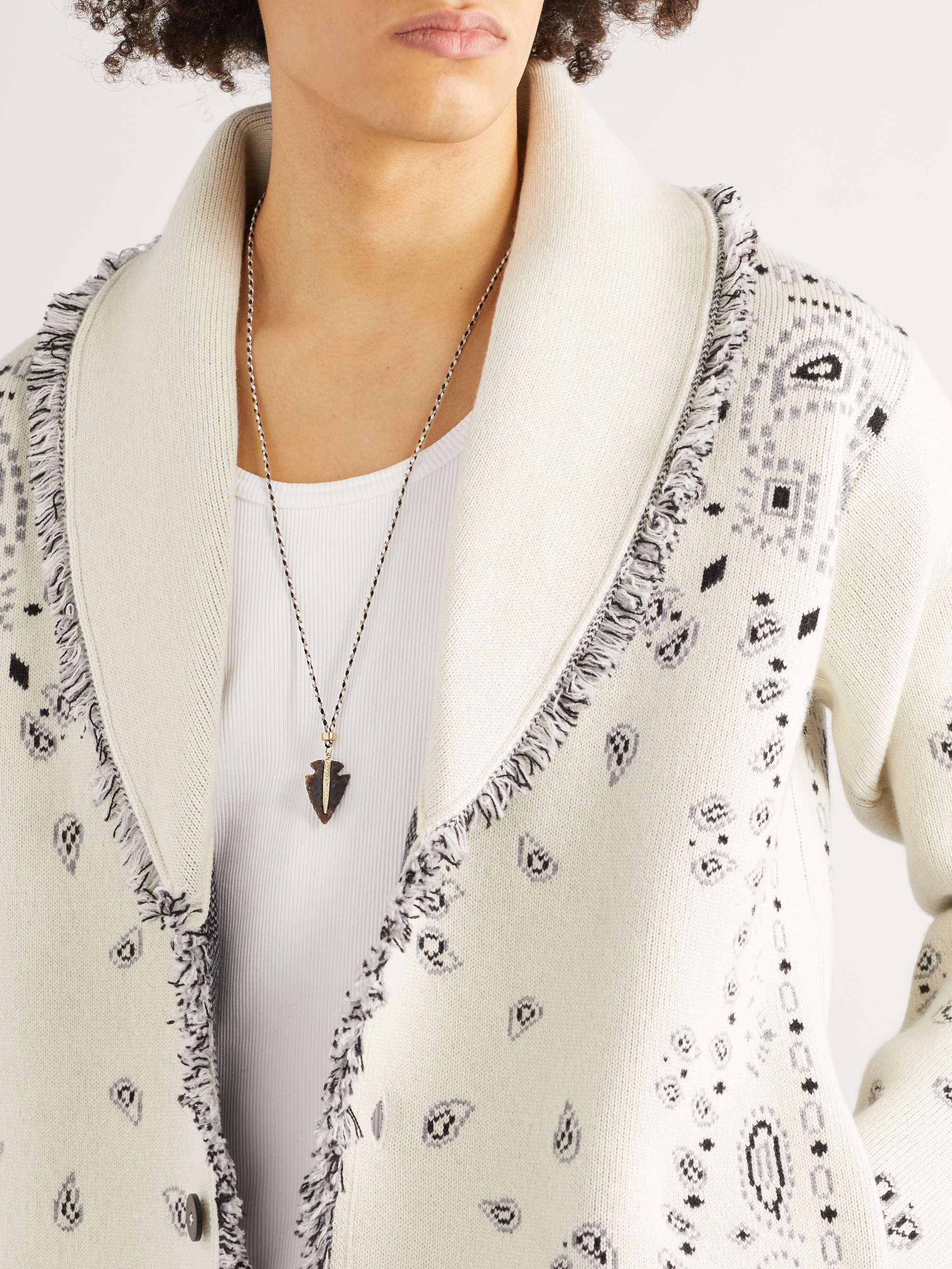 JACQUIE AICHE Collana in oro e cordoncino con diamanti Arrowhead
