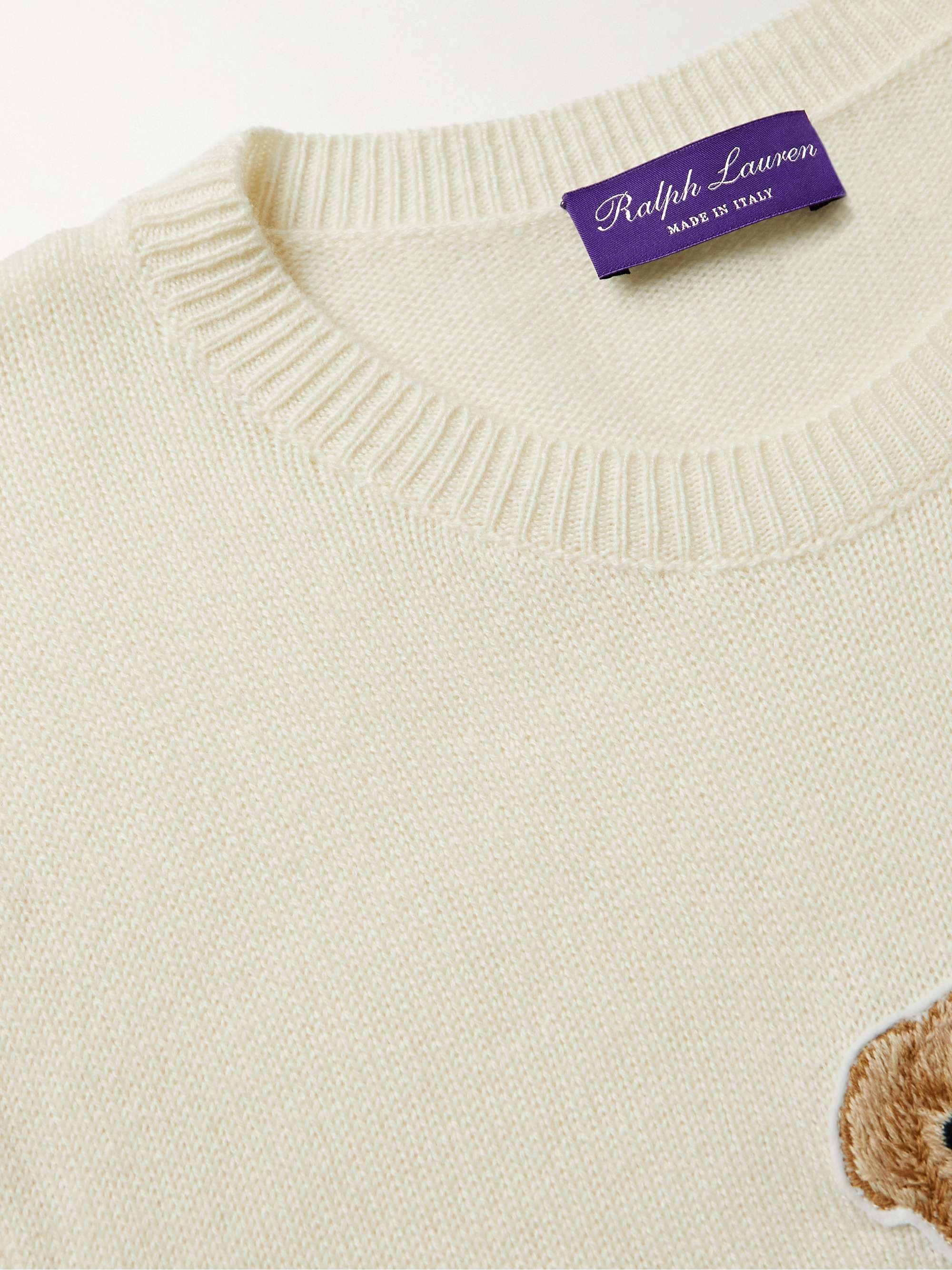 RALPH LAUREN PURPLE LABEL Logo-Appliqued Cashmere Sweater