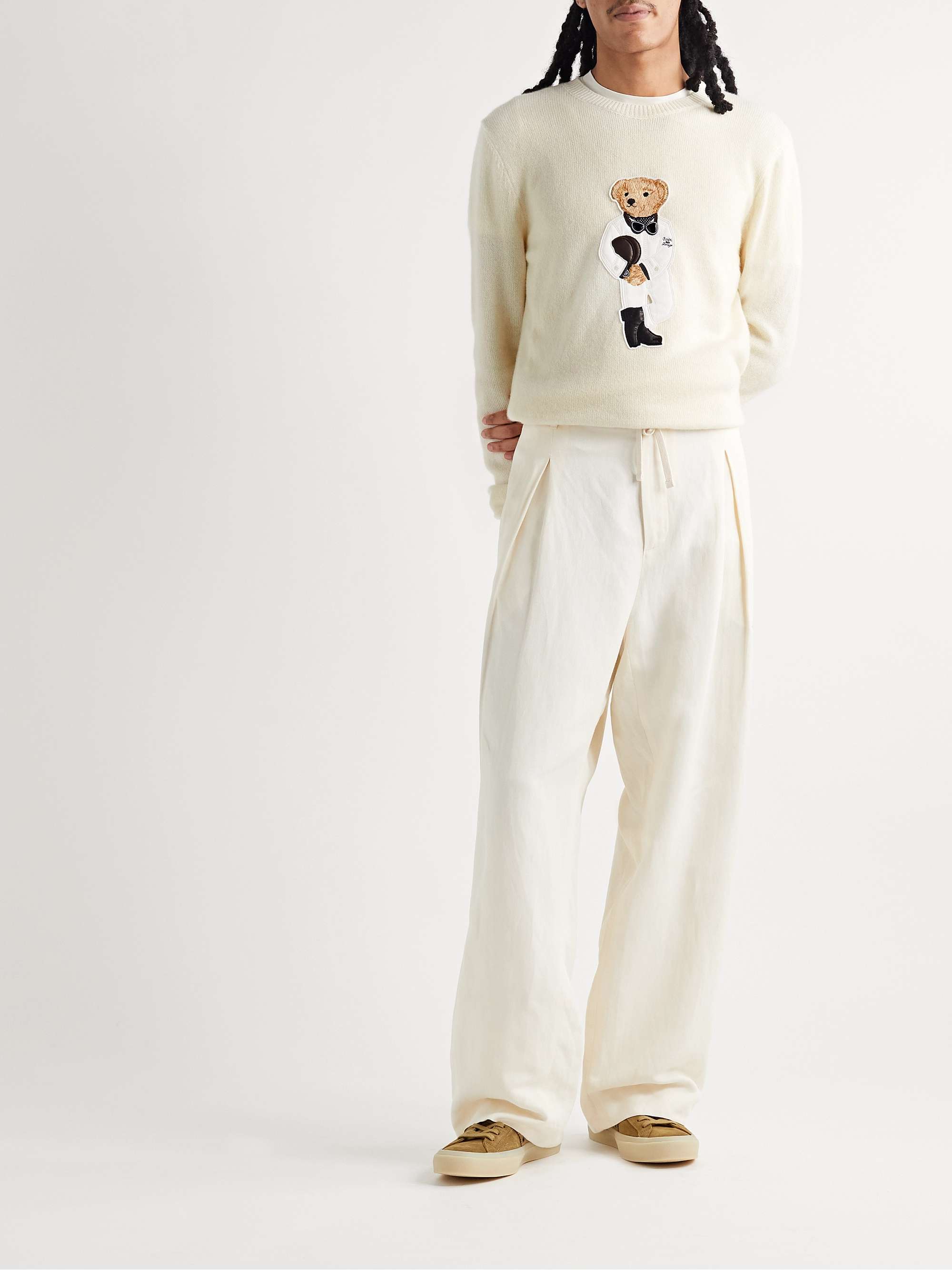 RALPH LAUREN PURPLE LABEL Logo-Appliqued Cashmere Sweater