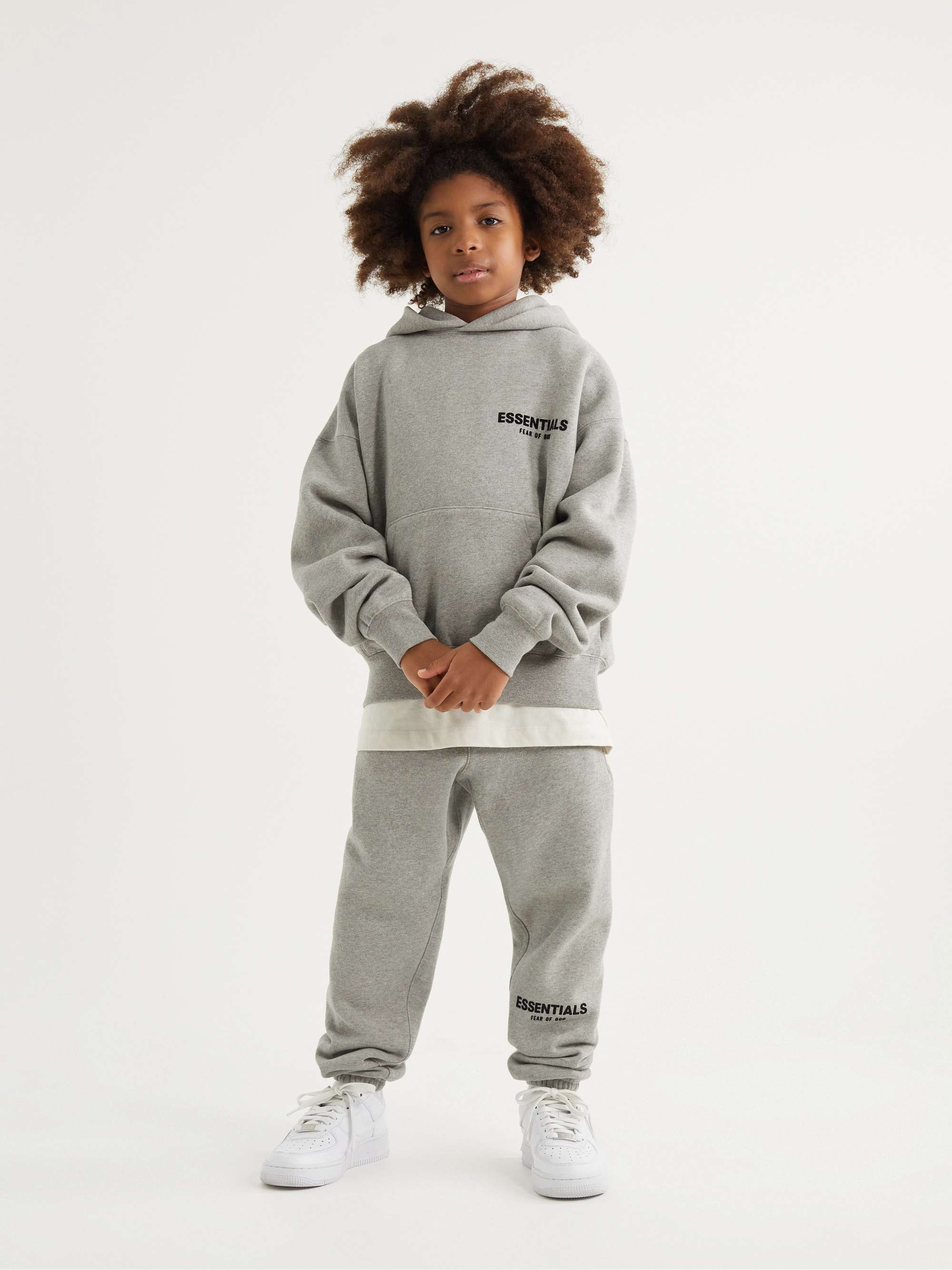 FEAR OF GOD ESSENTIALS KIDS Logo-Flocked Cotton-Blend Jersey Sweatpants ...