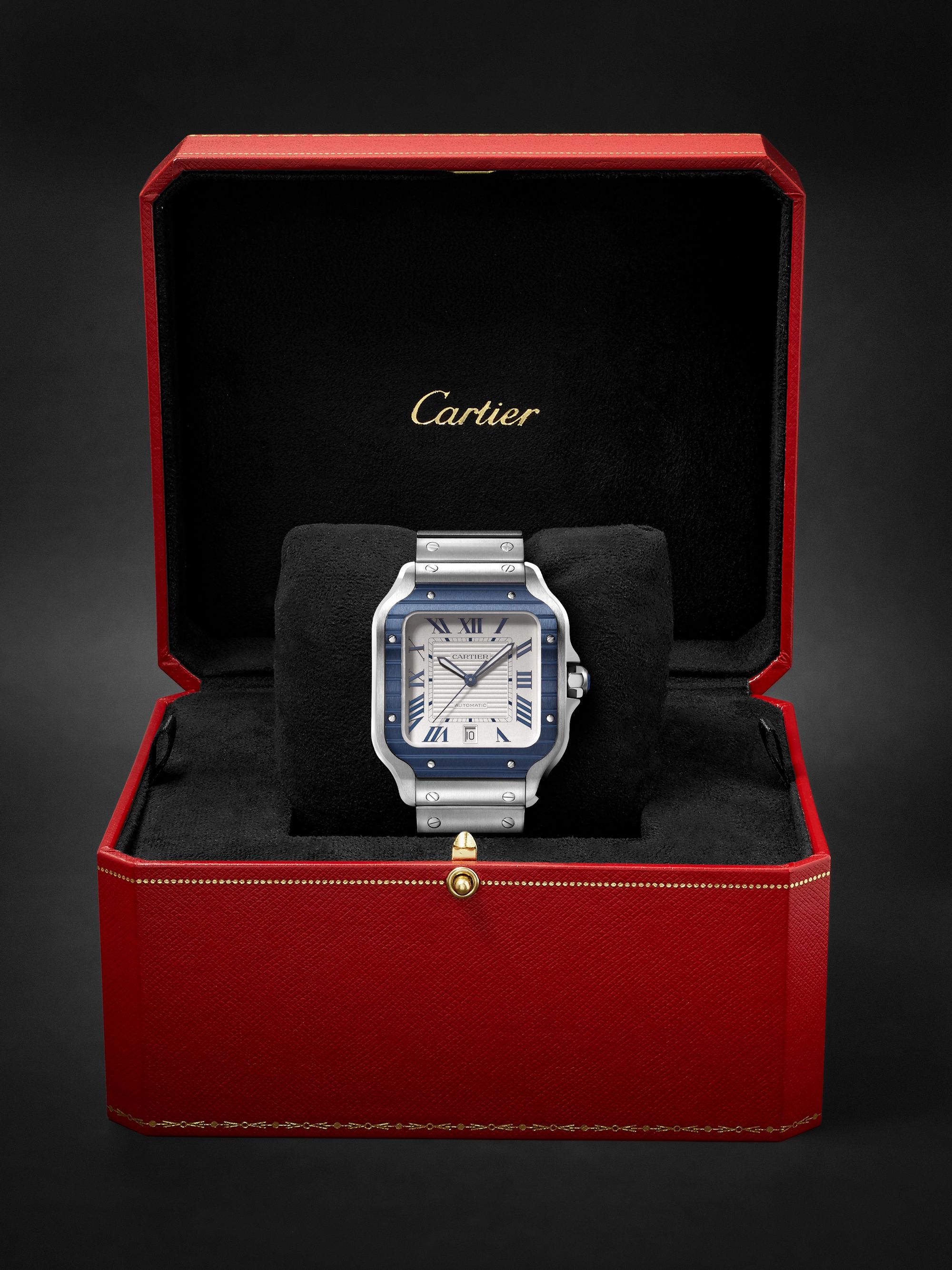 CARTIER Santos de Cartier Automatic 39.8mm Stainless Steel and PVD-Coated Watch, Ref. No. CRWSSA0047