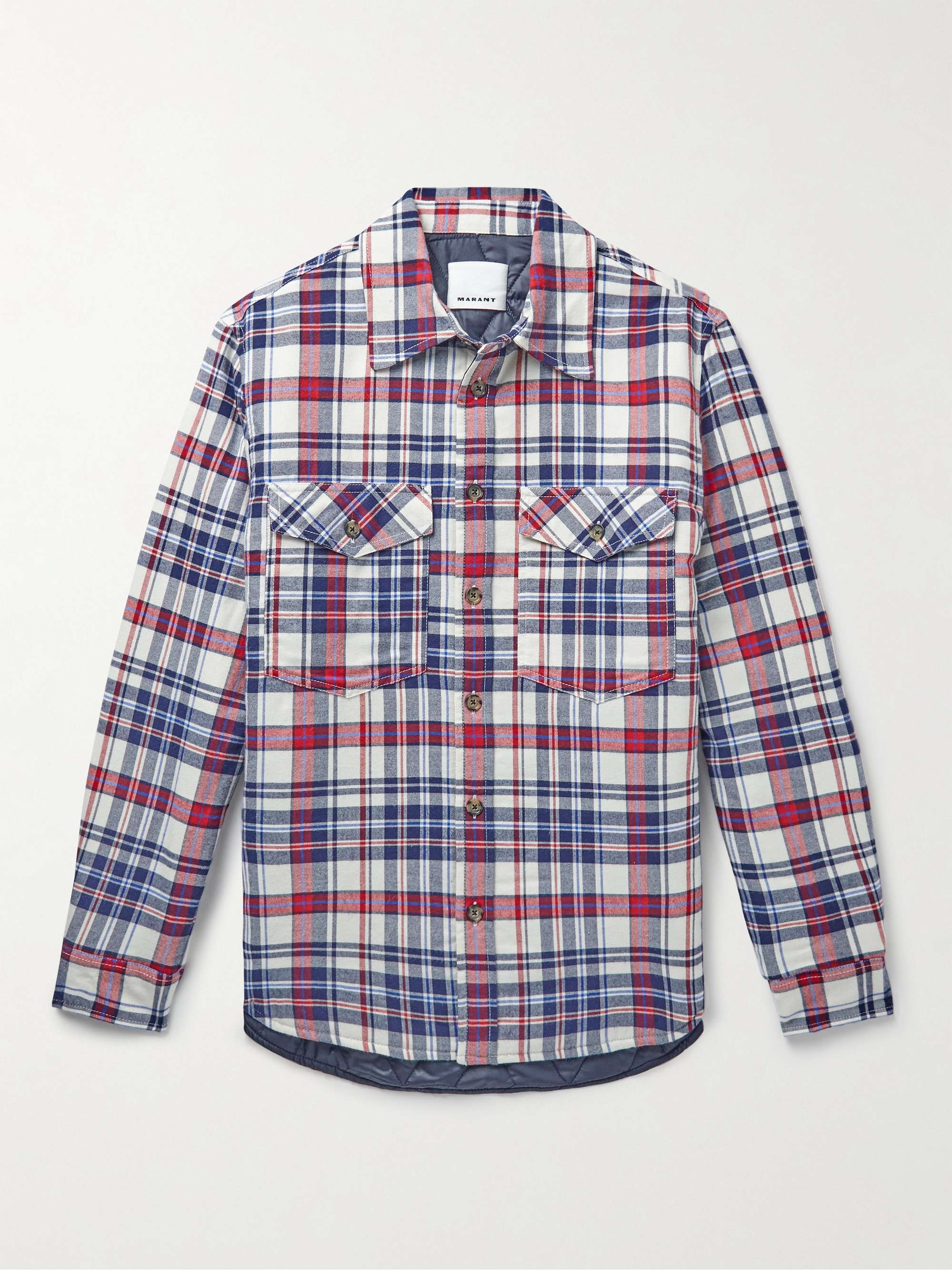 ISABEL MARANT Pilou Padded Checked Cotton-Flannel Shirt Jacket