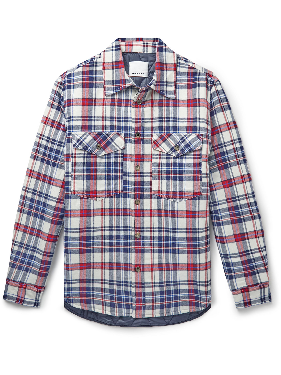 ISABEL MARANT PILOU PADDED CHECKED COTTON-FLANNEL SHIRT JACKET