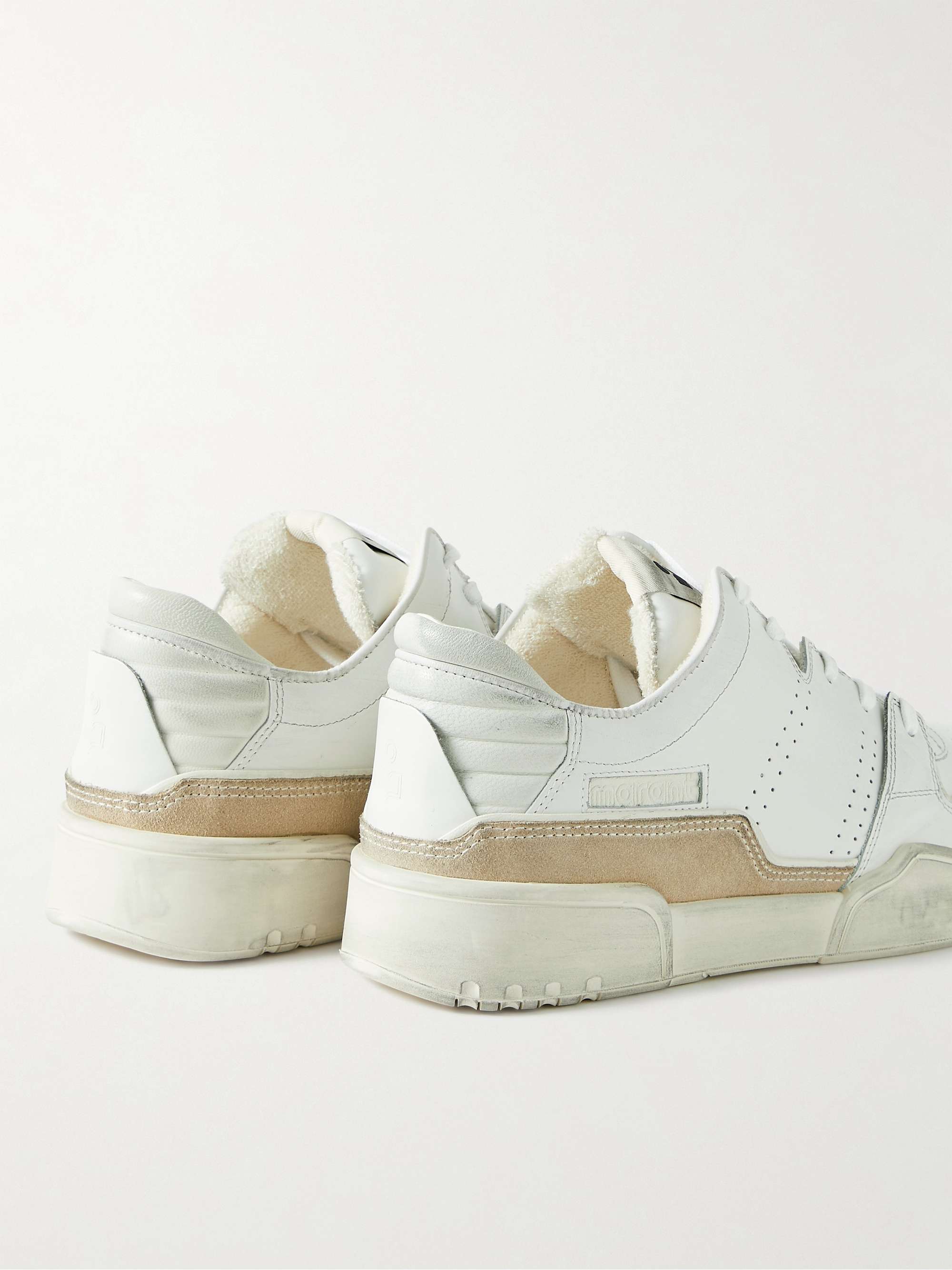 ISABEL MARANT Stadium Suede-Trimmed Leather Sneakers