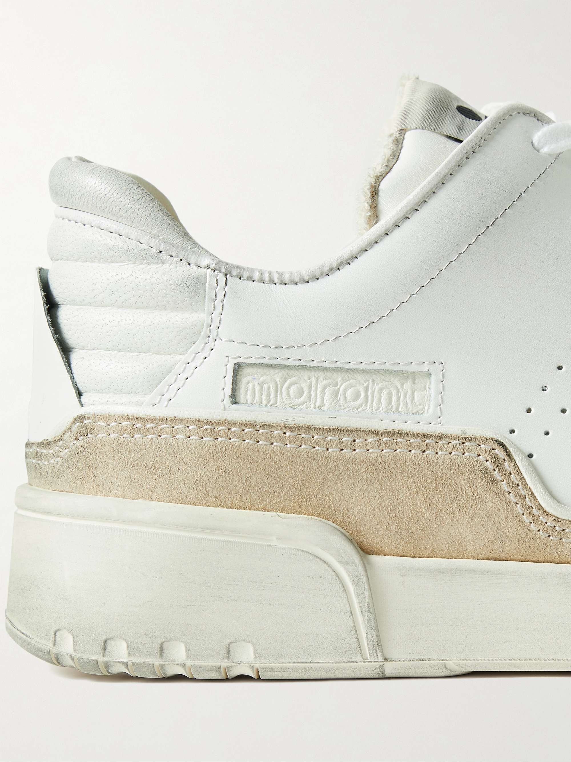 ISABEL MARANT Stadium Suede-Trimmed Leather Sneakers