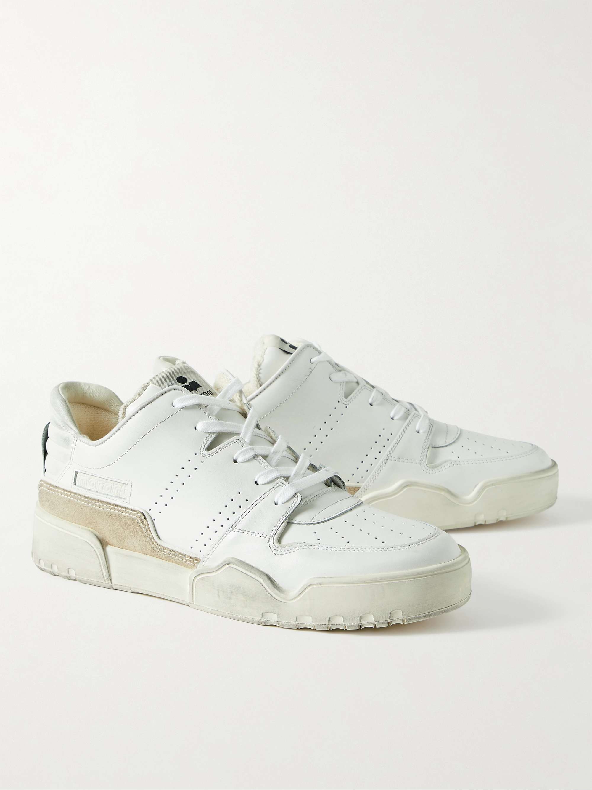 ISABEL MARANT Stadium Suede-Trimmed Leather Sneakers