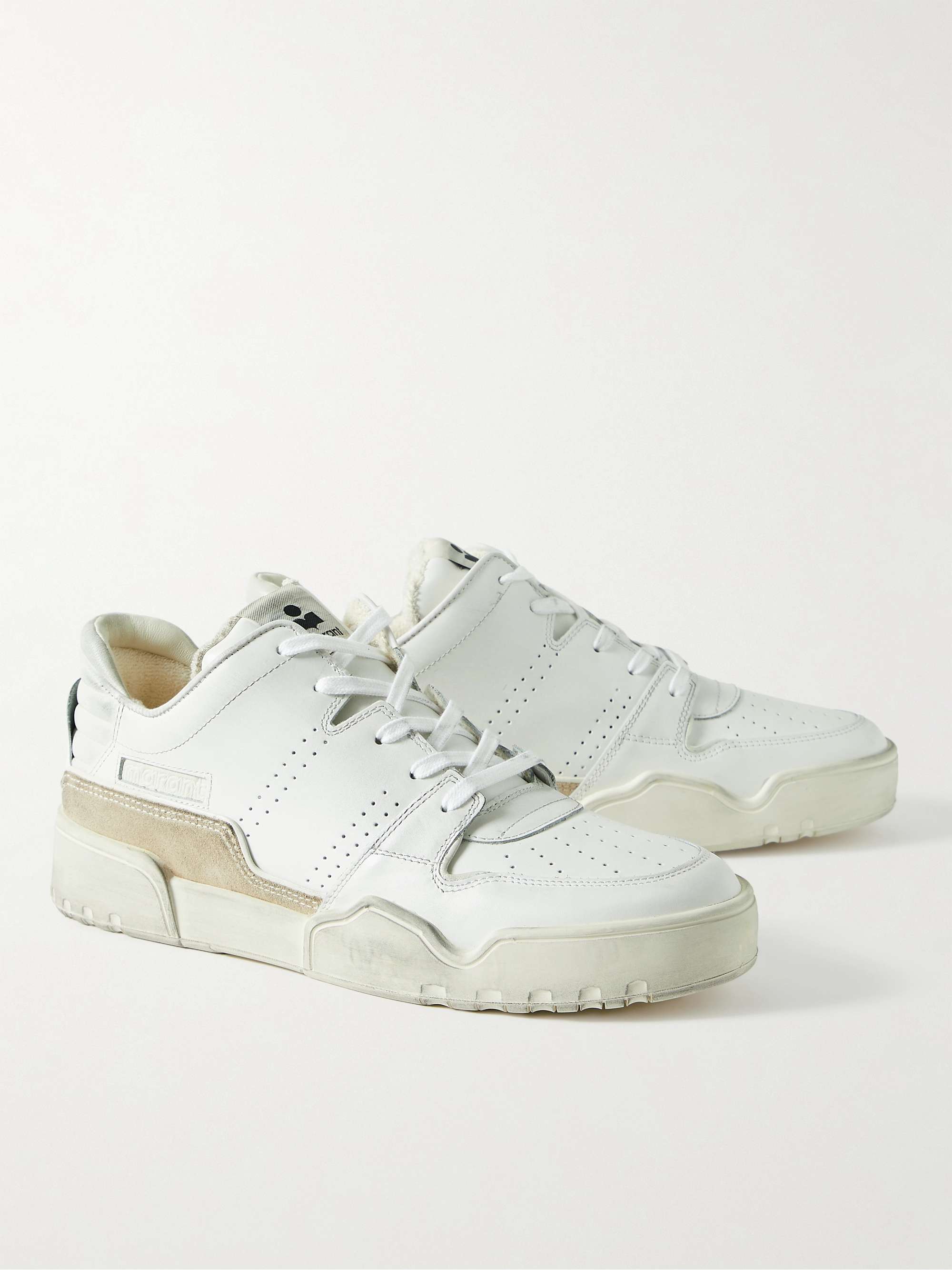 ISABEL MARANT Stadium Suede-Trimmed Leather Sneakers for Men | MR PORTER