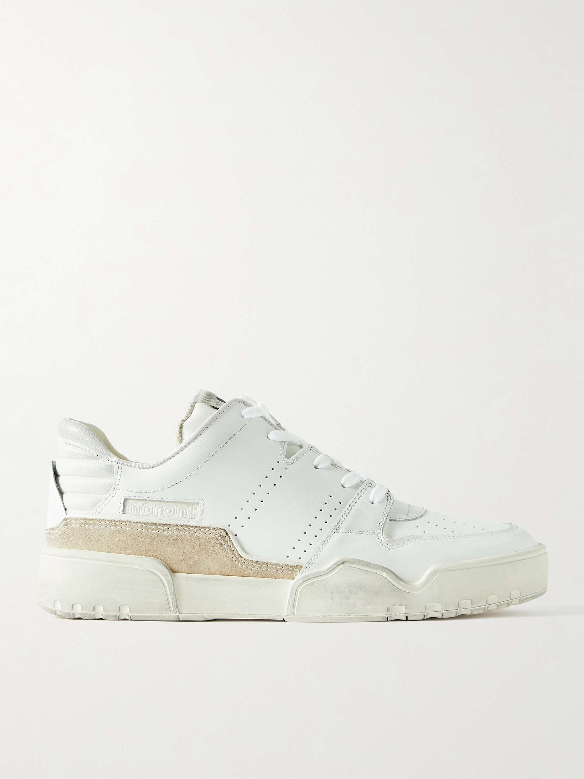 ISABEL MARANT Stadium Suede-Trimmed Leather Sneakers