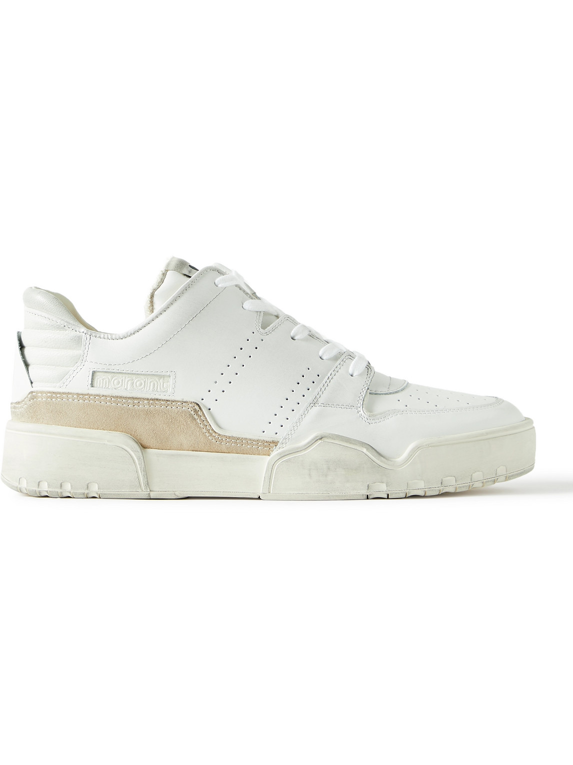 ISABEL MARANT STADIUM SUEDE-TRIMMED LEATHER SNEAKERS