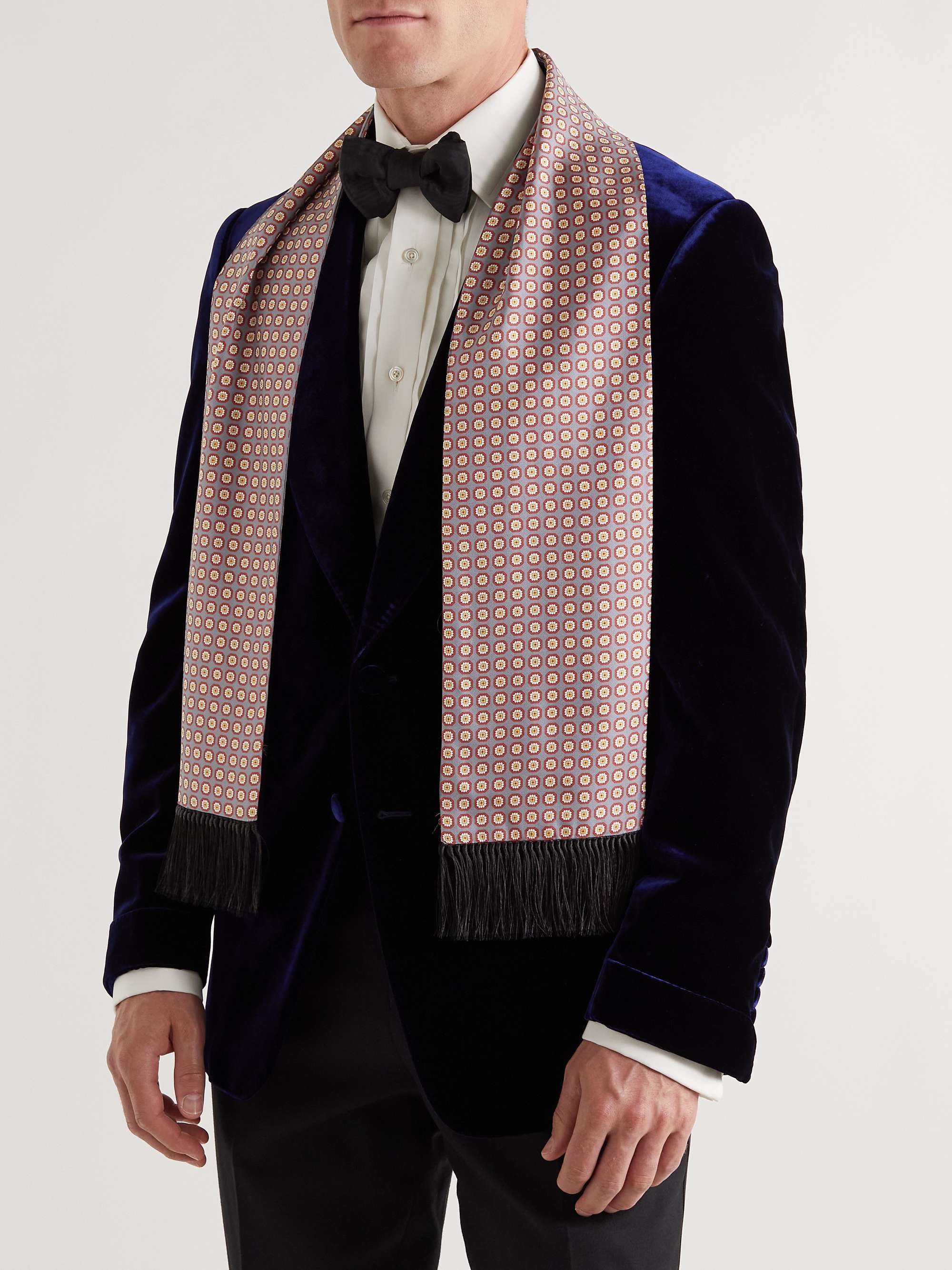 Sulka Men's Fringed Printed Silk-twill Scarf