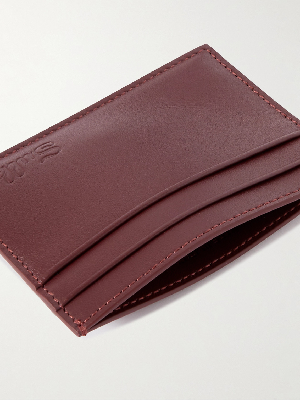 Shop Sulka Logo-debossed Leather Cardholder In Burgundy