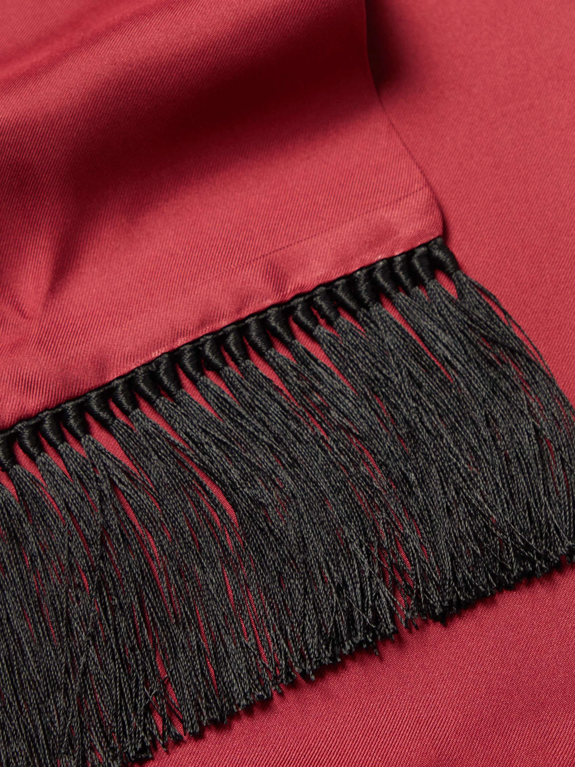 SULKA Fringed Printed Silk-Twill Scarf