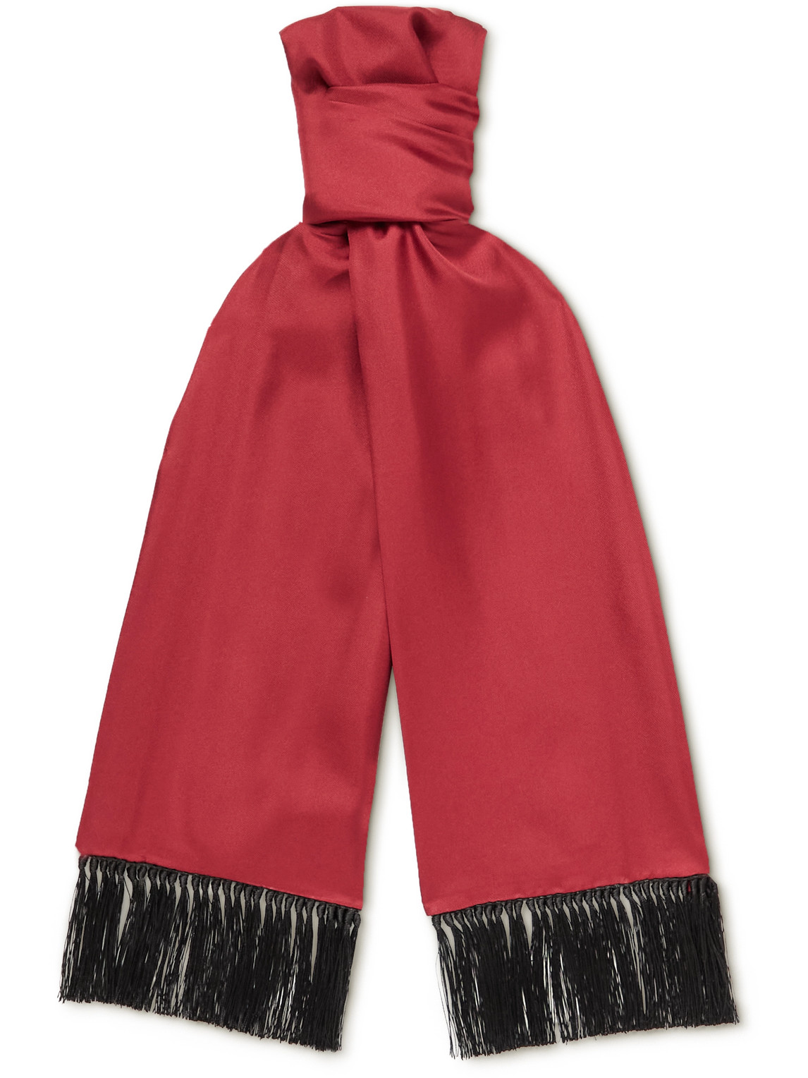 Sulka Fringed Silk-twill Scarf In Red