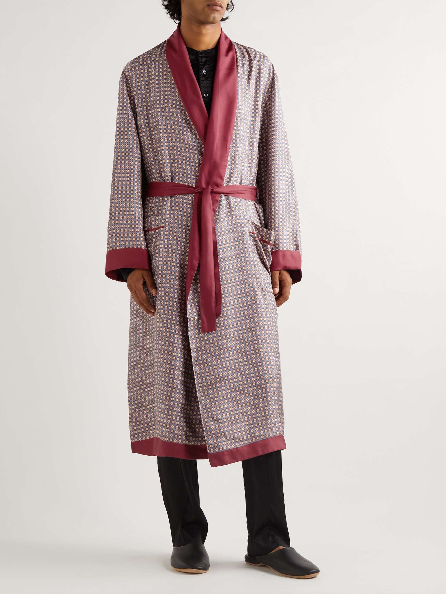 SULKA Floral-Print Satin-Trimmed Silk-Twill Robe for Men | MR PORTER