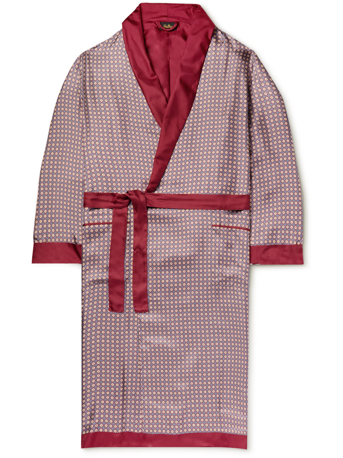 Floral-Print Satin-Trimmed Silk-Twill Robe