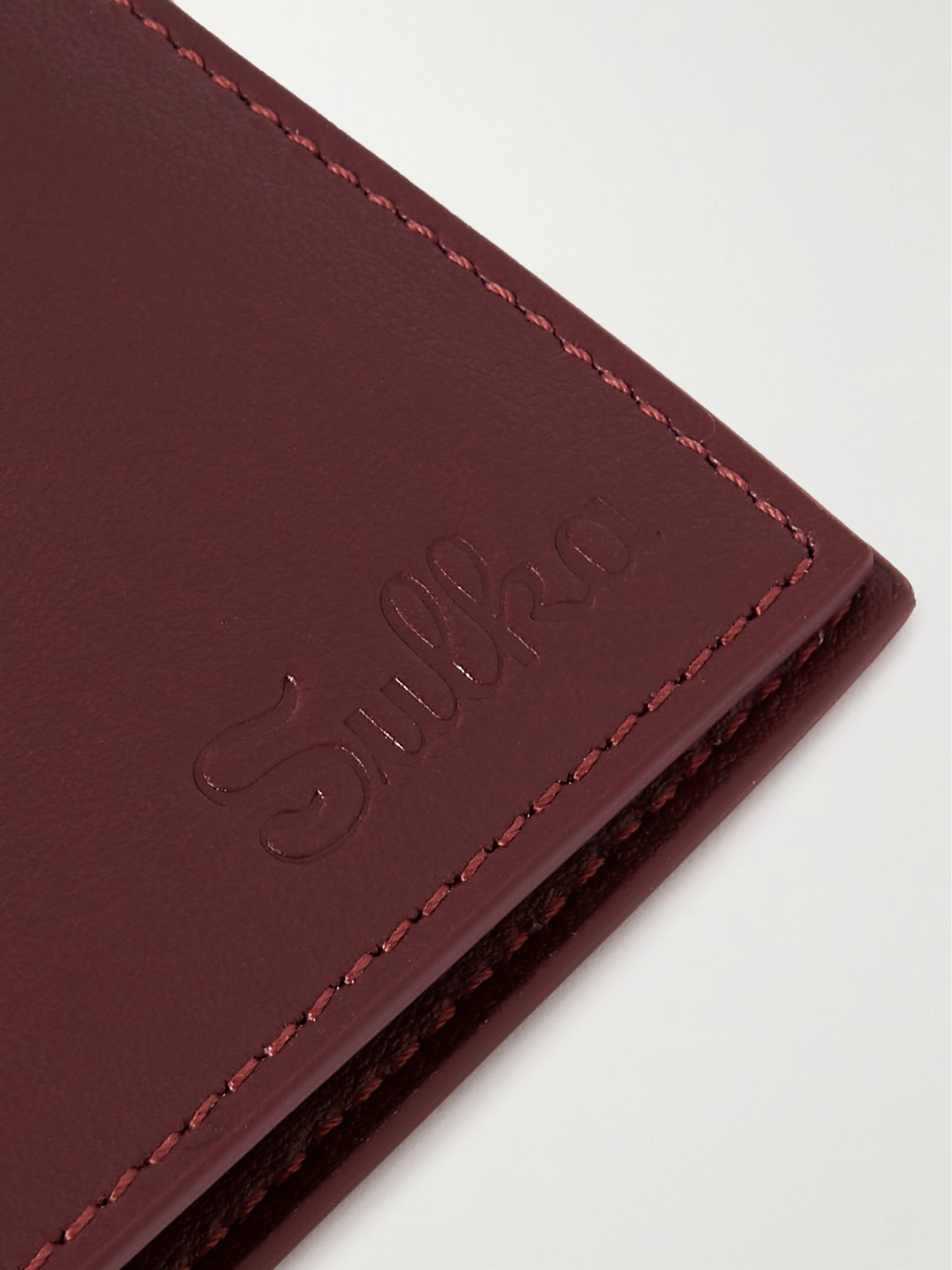 Shop Sulka Logo-debossed Leather Billfold Wallet In Burgundy