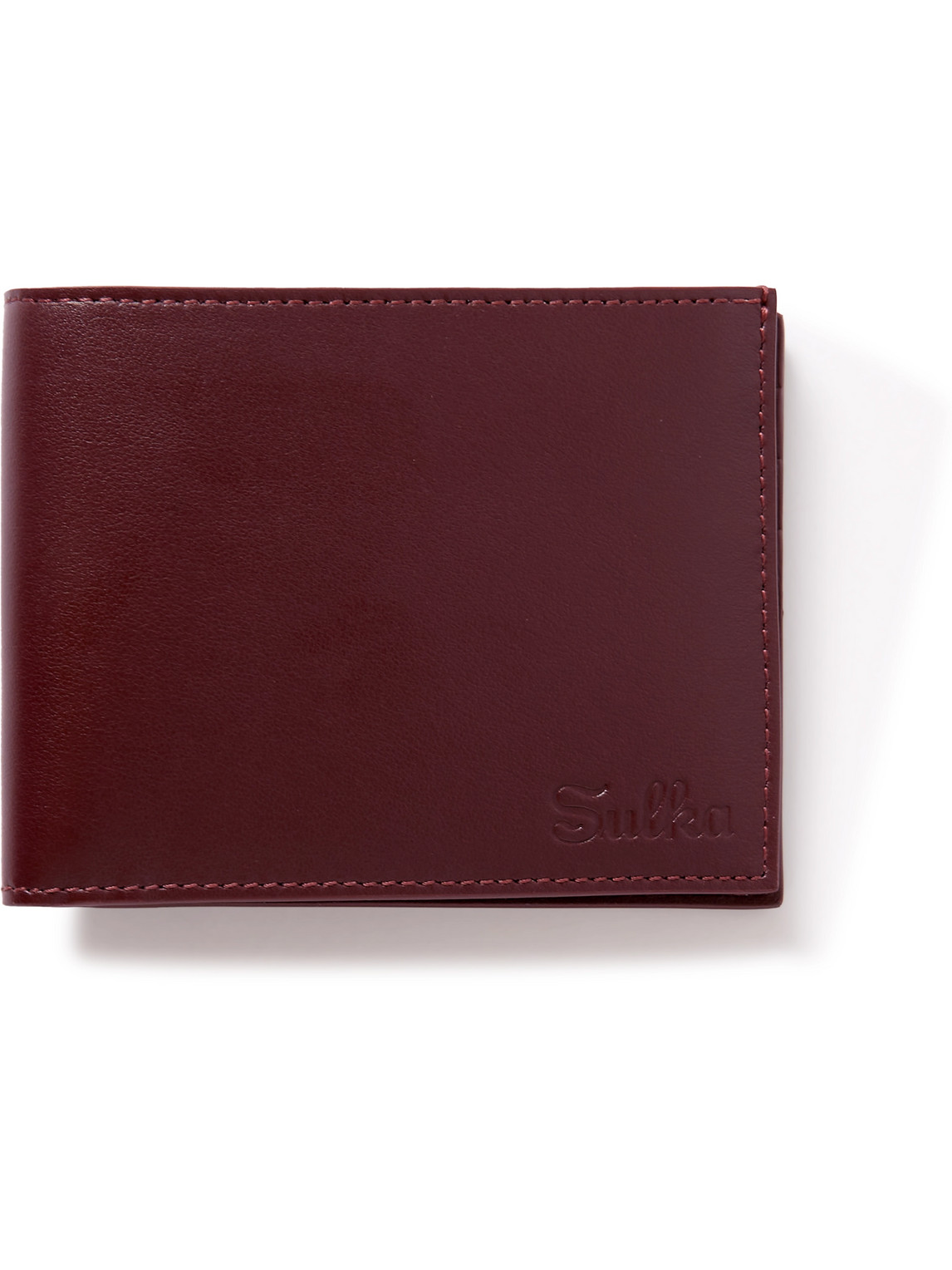 Sulka Logo-debossed Leather Billfold Wallet In Burgundy