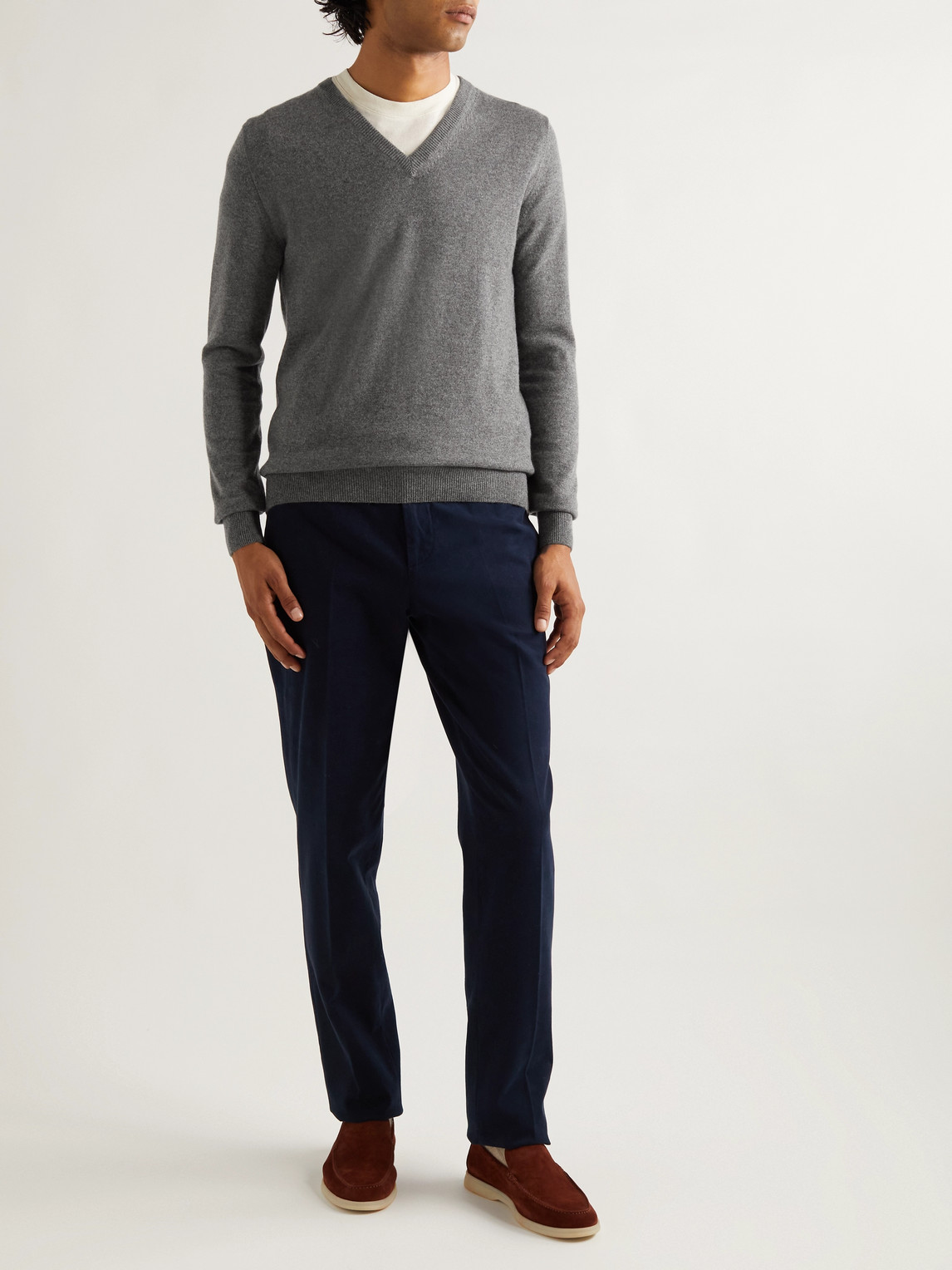 Shop Sulka Cashmere Sweater In Gray