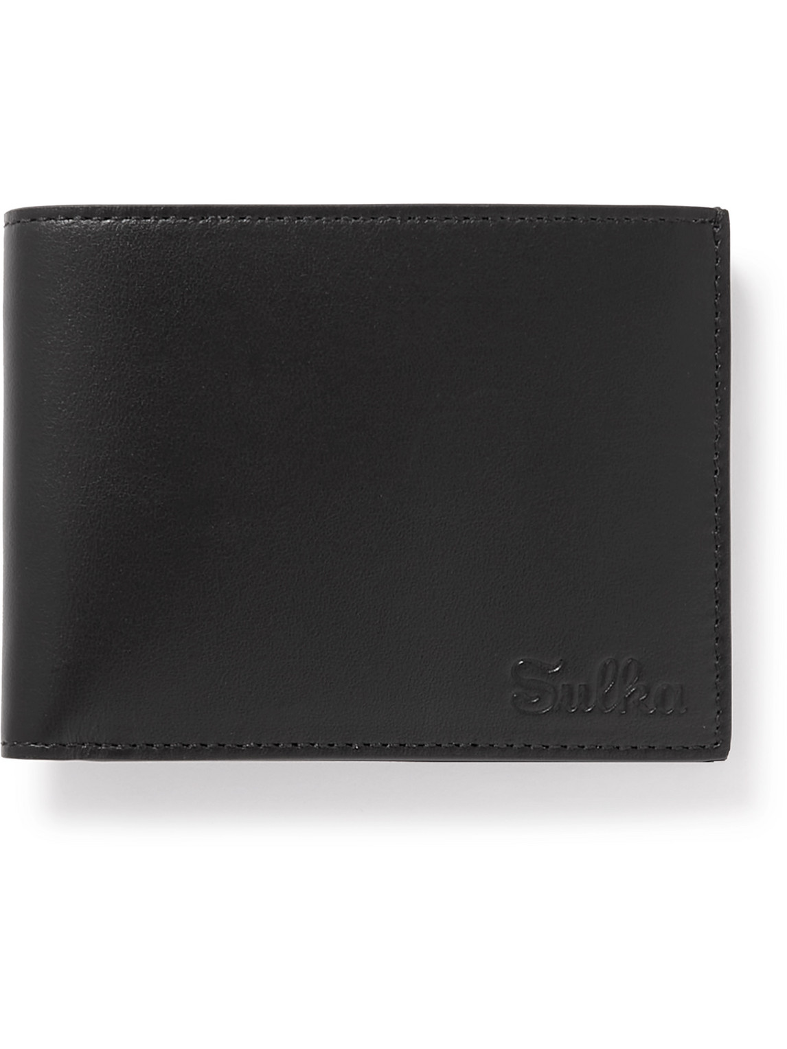 Sulka Logo-debossed Leather Billfold Wallet In Black