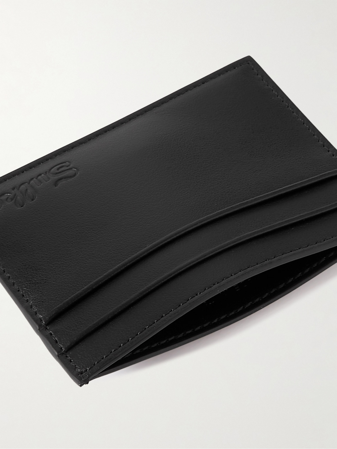 Shop Sulka Logo-debossed Leather Cardholder In Black