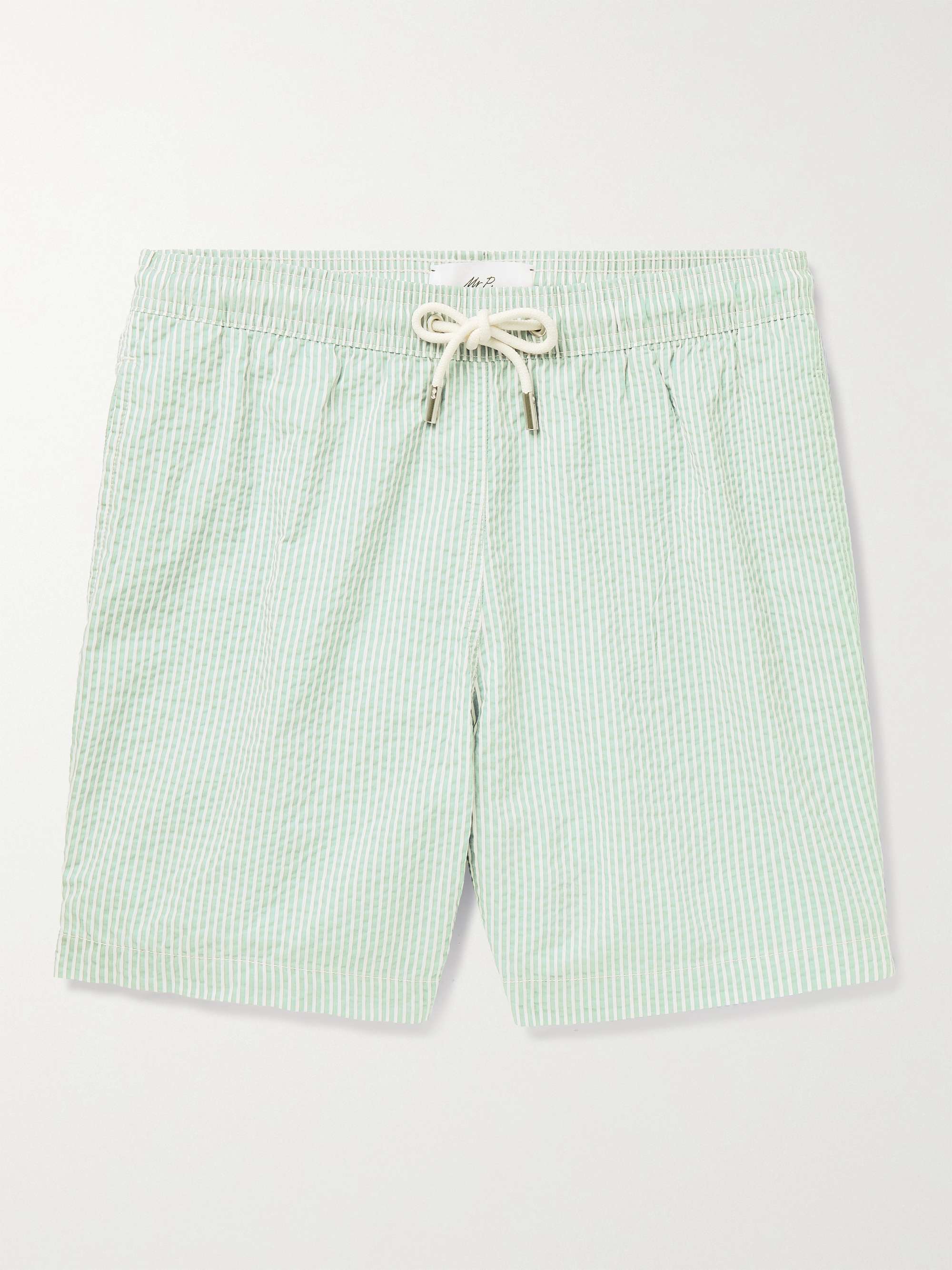 MR P. Striped Cotton-Blend Seersucker Swim Shorts for Men | MR PORTER