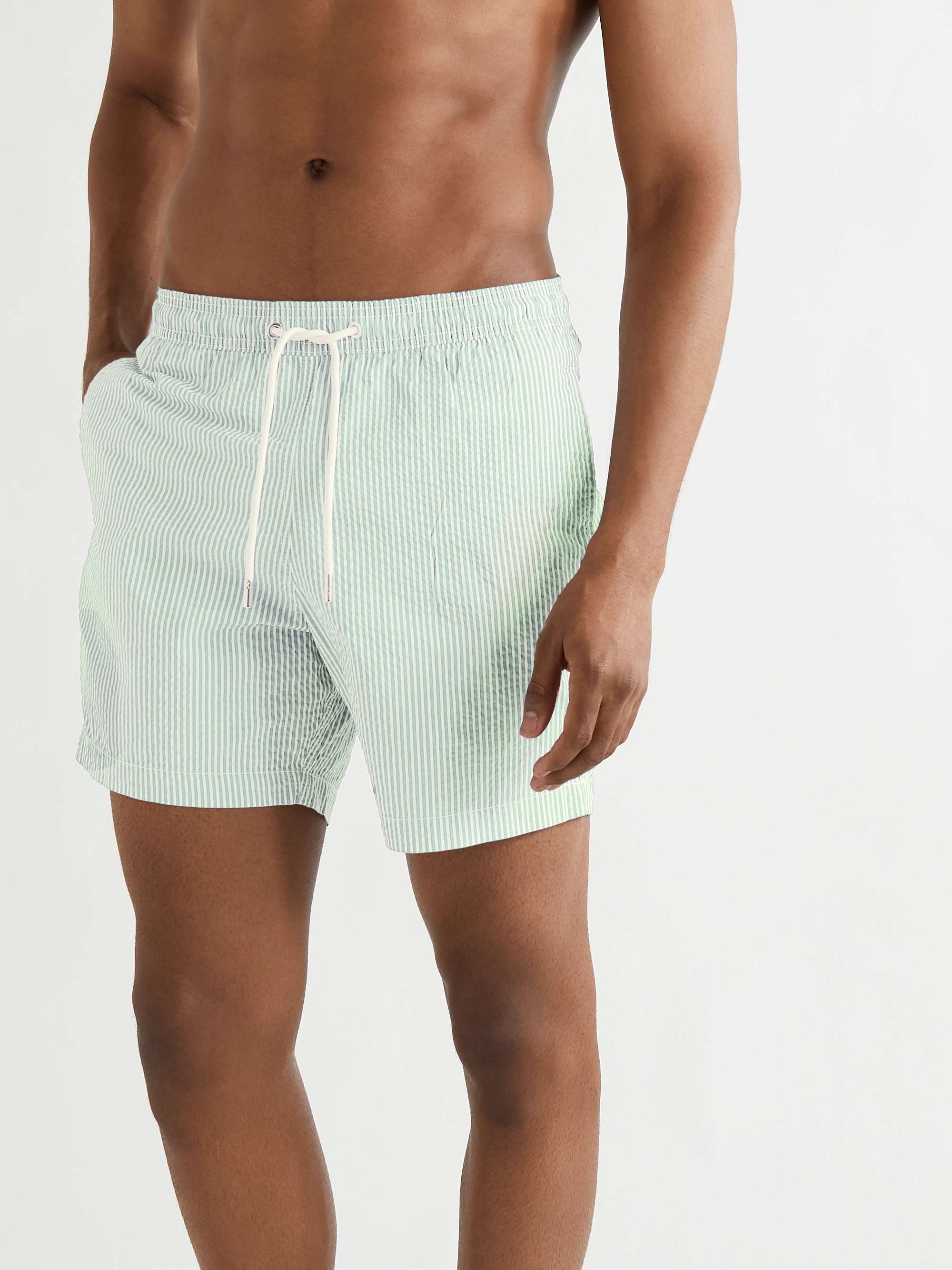 MR P. Striped Cotton-Blend Seersucker Swim Shorts for Men | MR PORTER