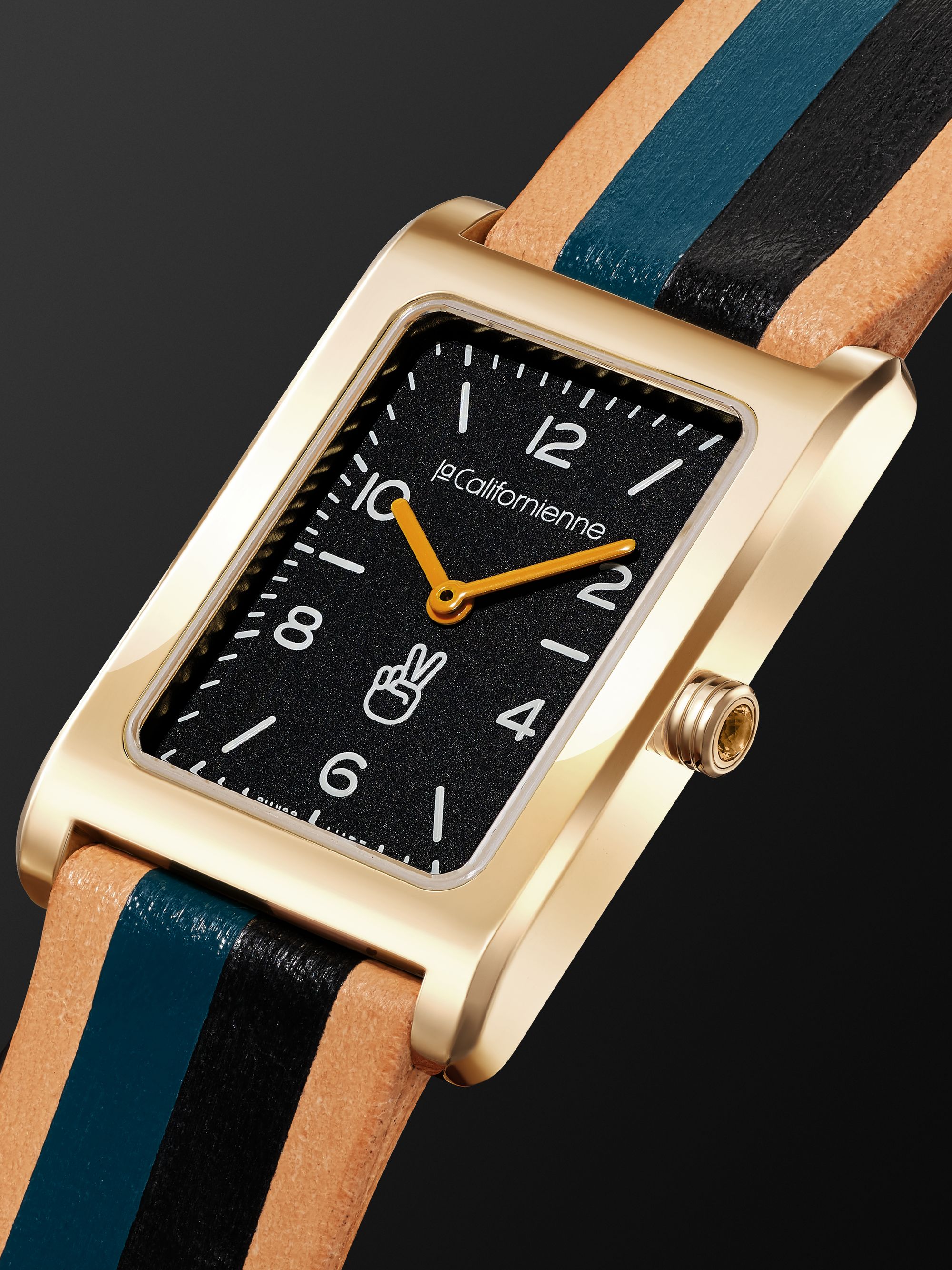 LA CALIFORNIENNE Daybreak Automatic 24mm Gold-Plated and Leather Watch, Ref. No. DB-13